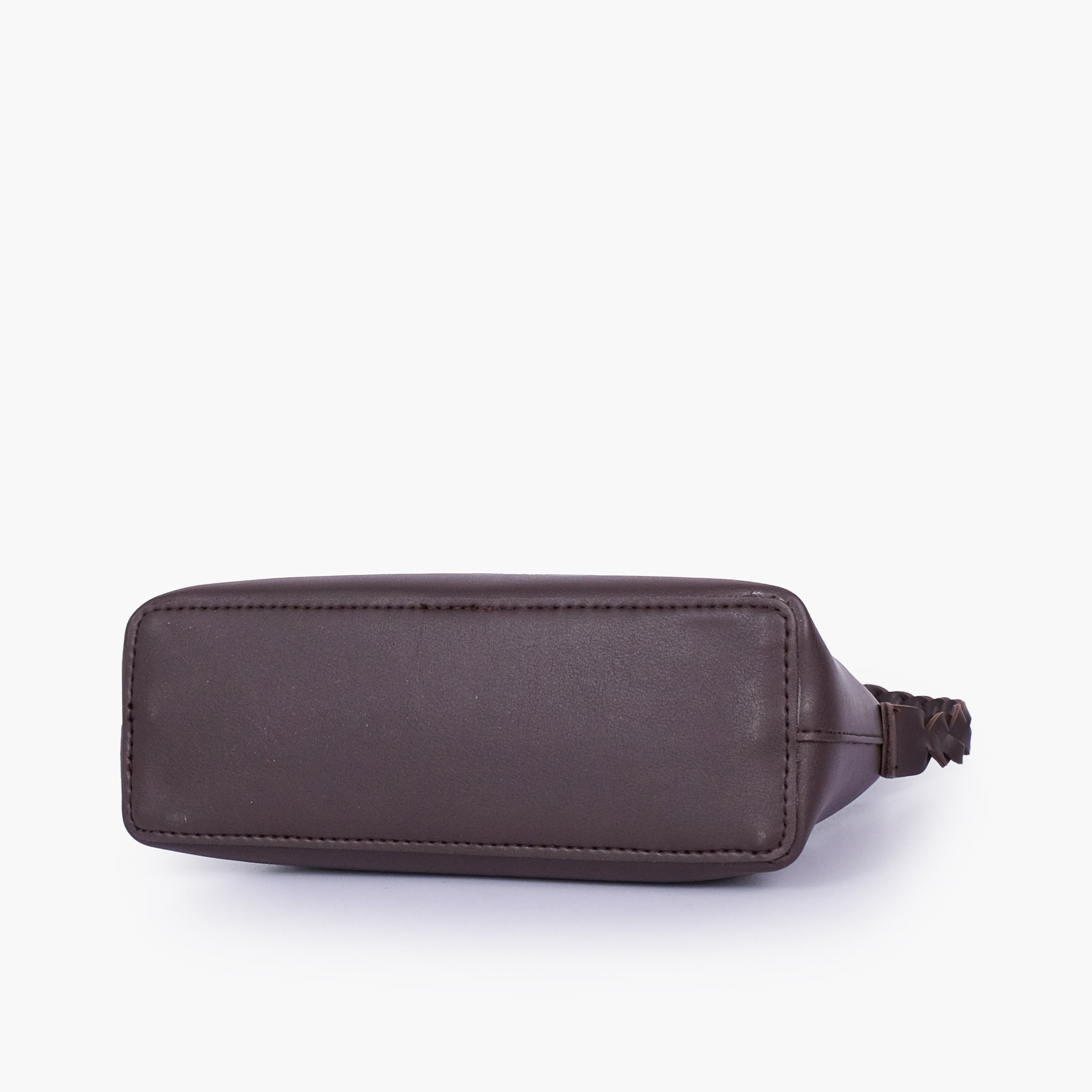 Dark brown purse with braided strap