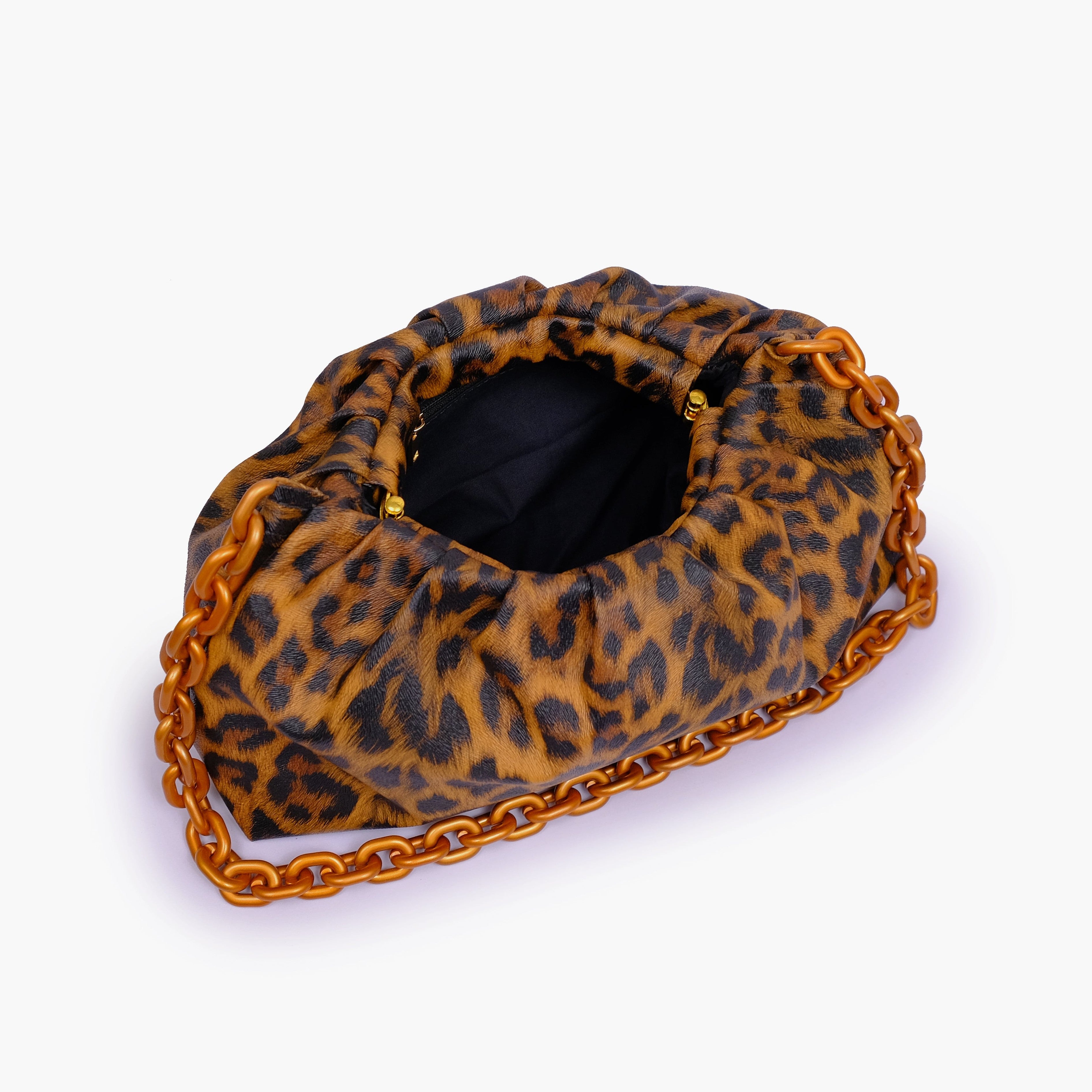 Brown leopard print cloud bag