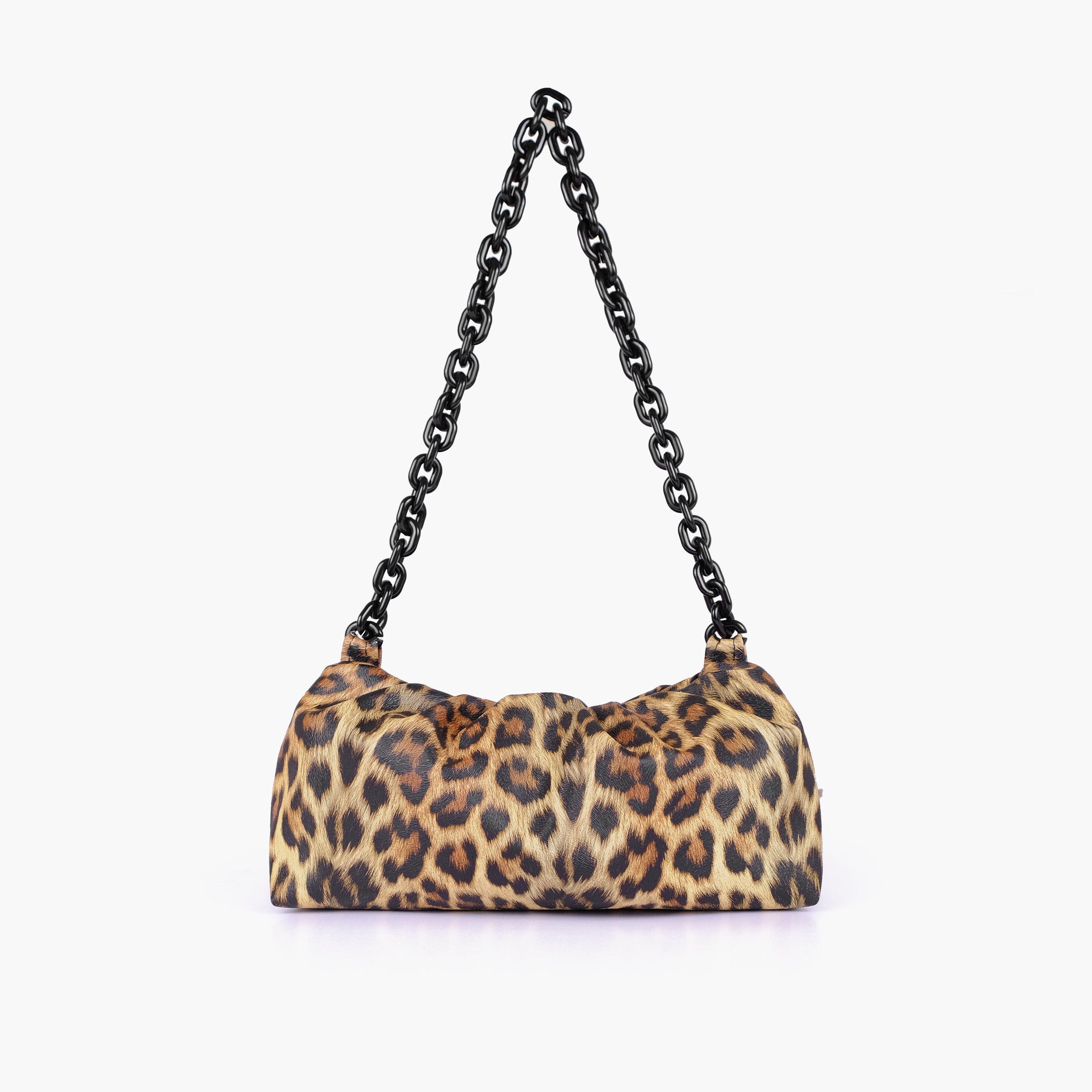 Beige leopard print cloud bag