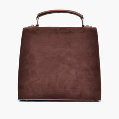 Dark brown suede push-lock messenger bag
