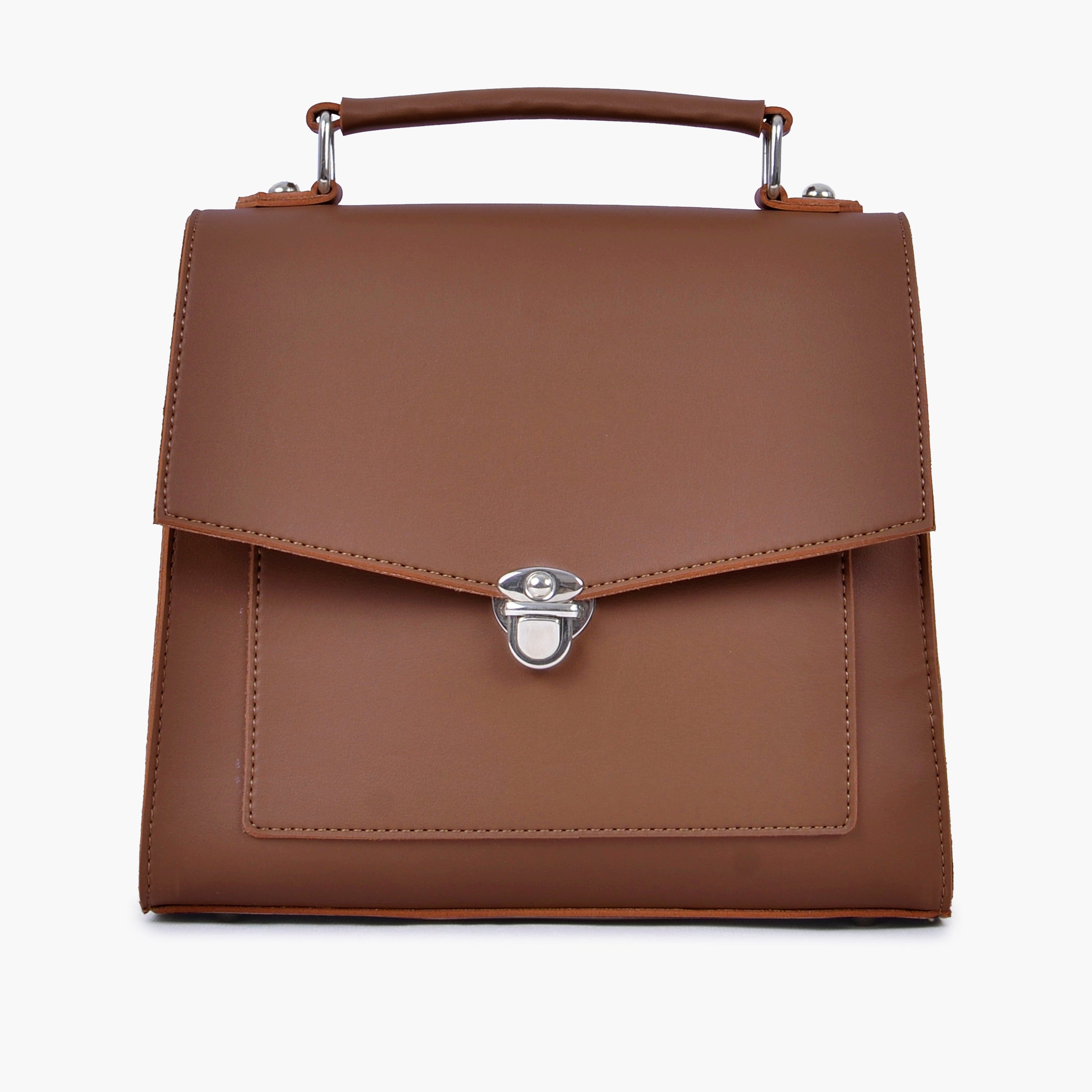 Brown push-lock messenger bag