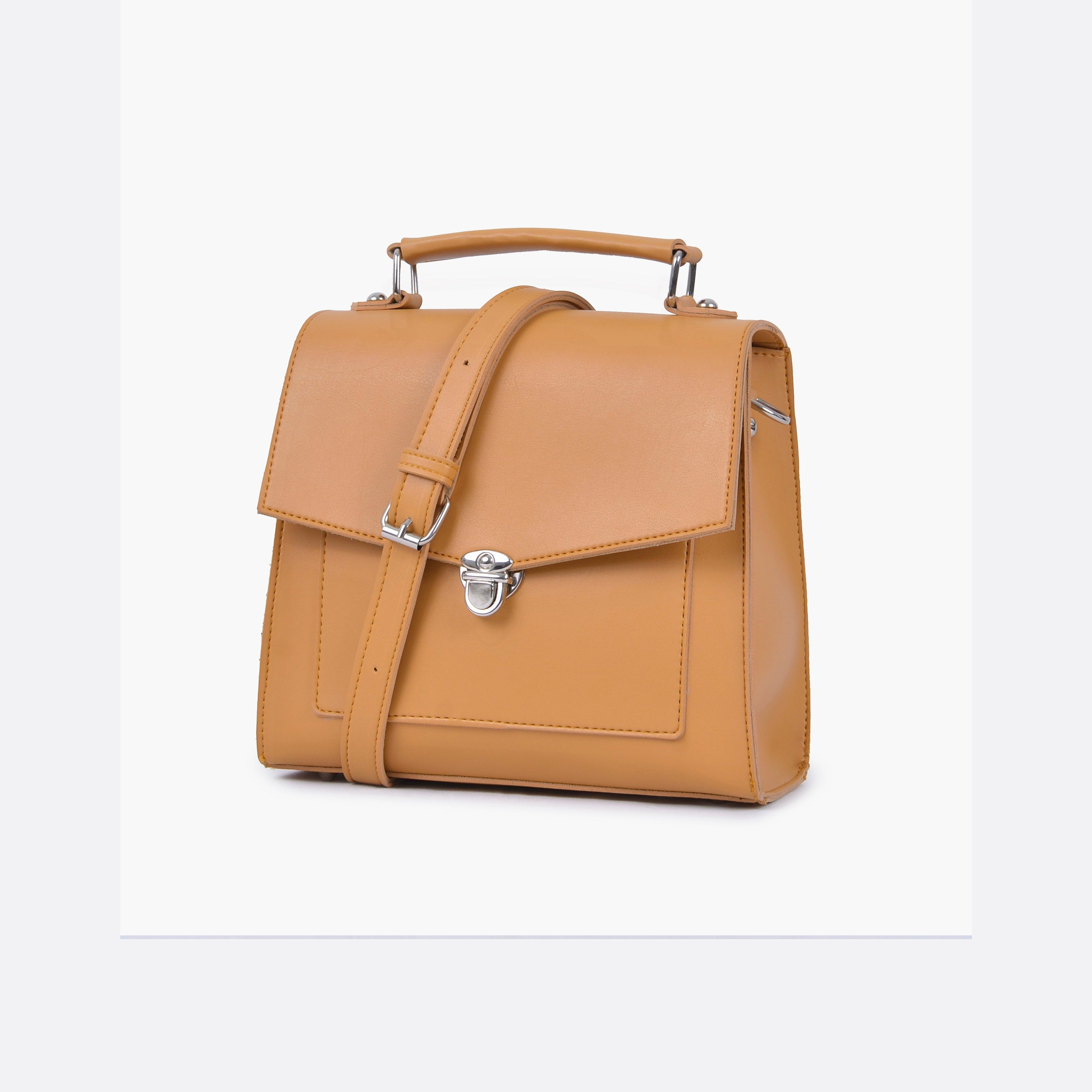 Mustard push-lock messenger bag
