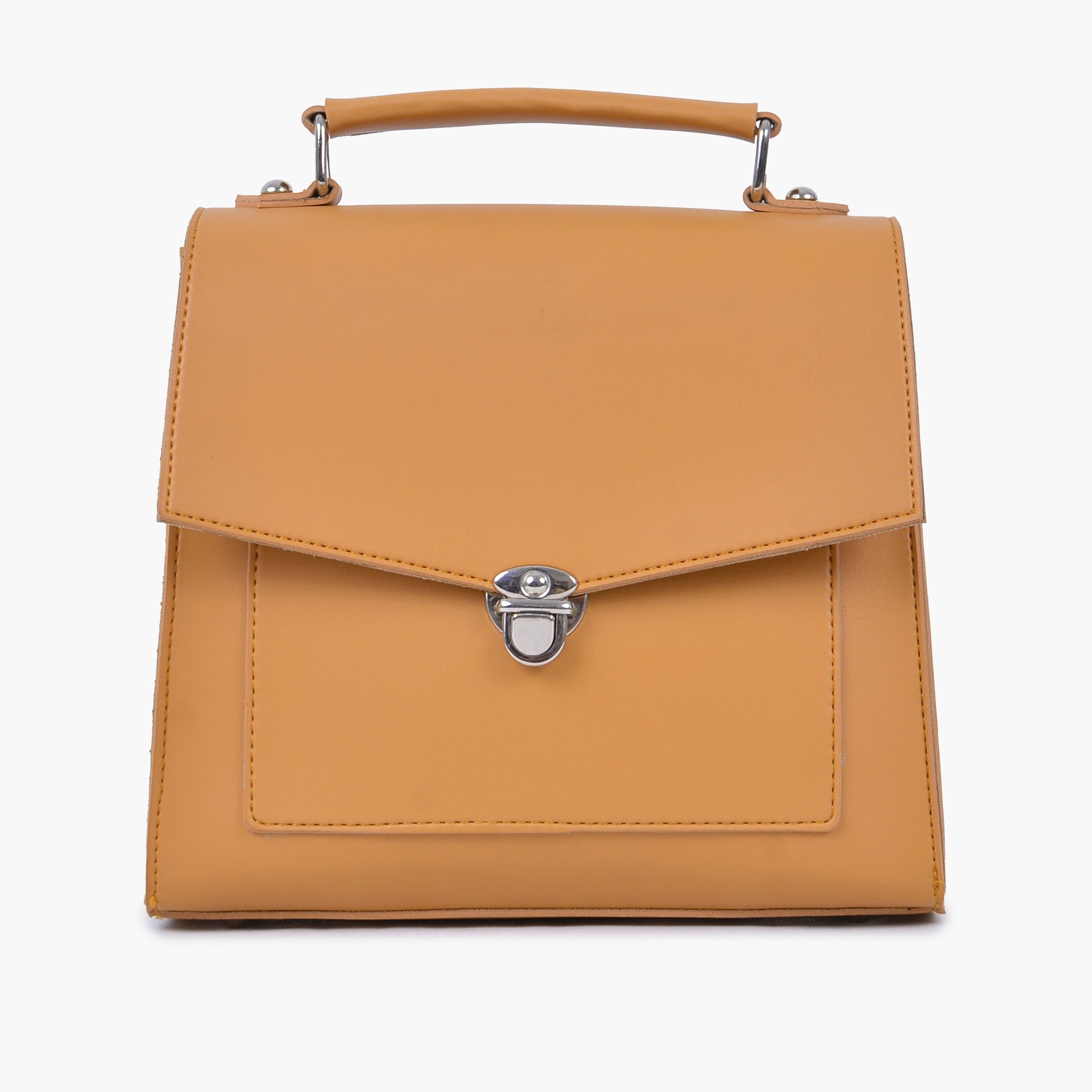 Mustard push-lock messenger bag