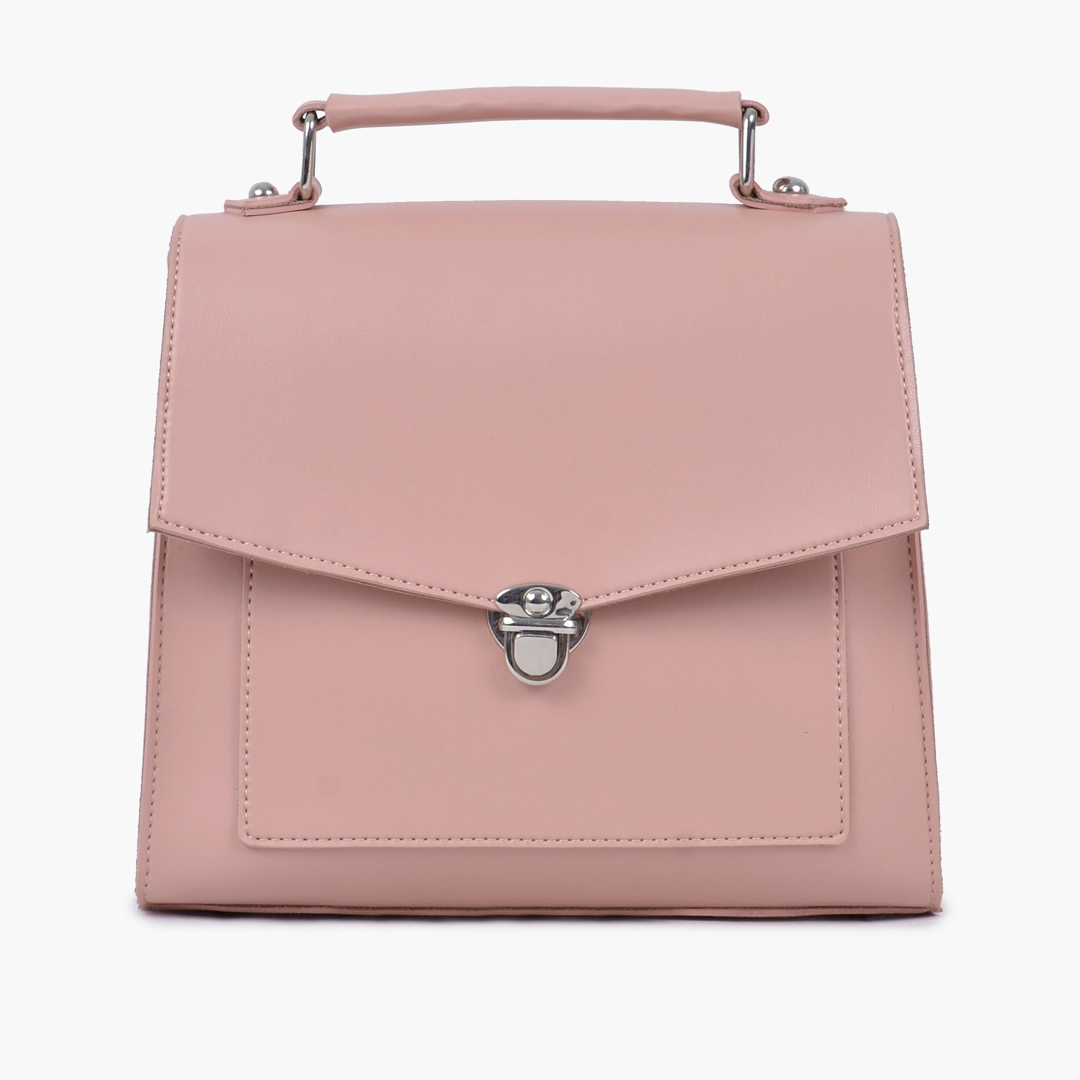 Peach push-lock messenger bag