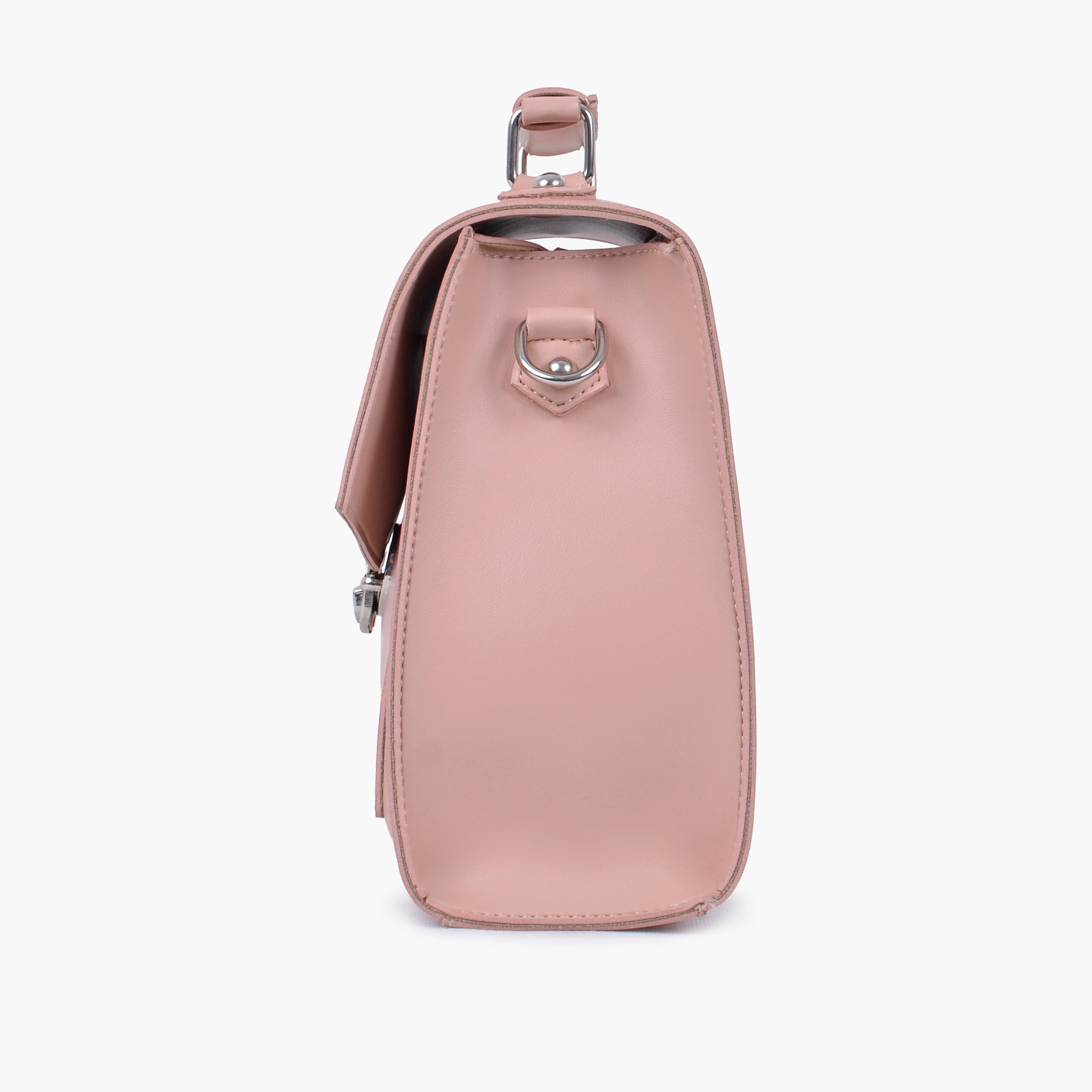 Peach push-lock messenger bag