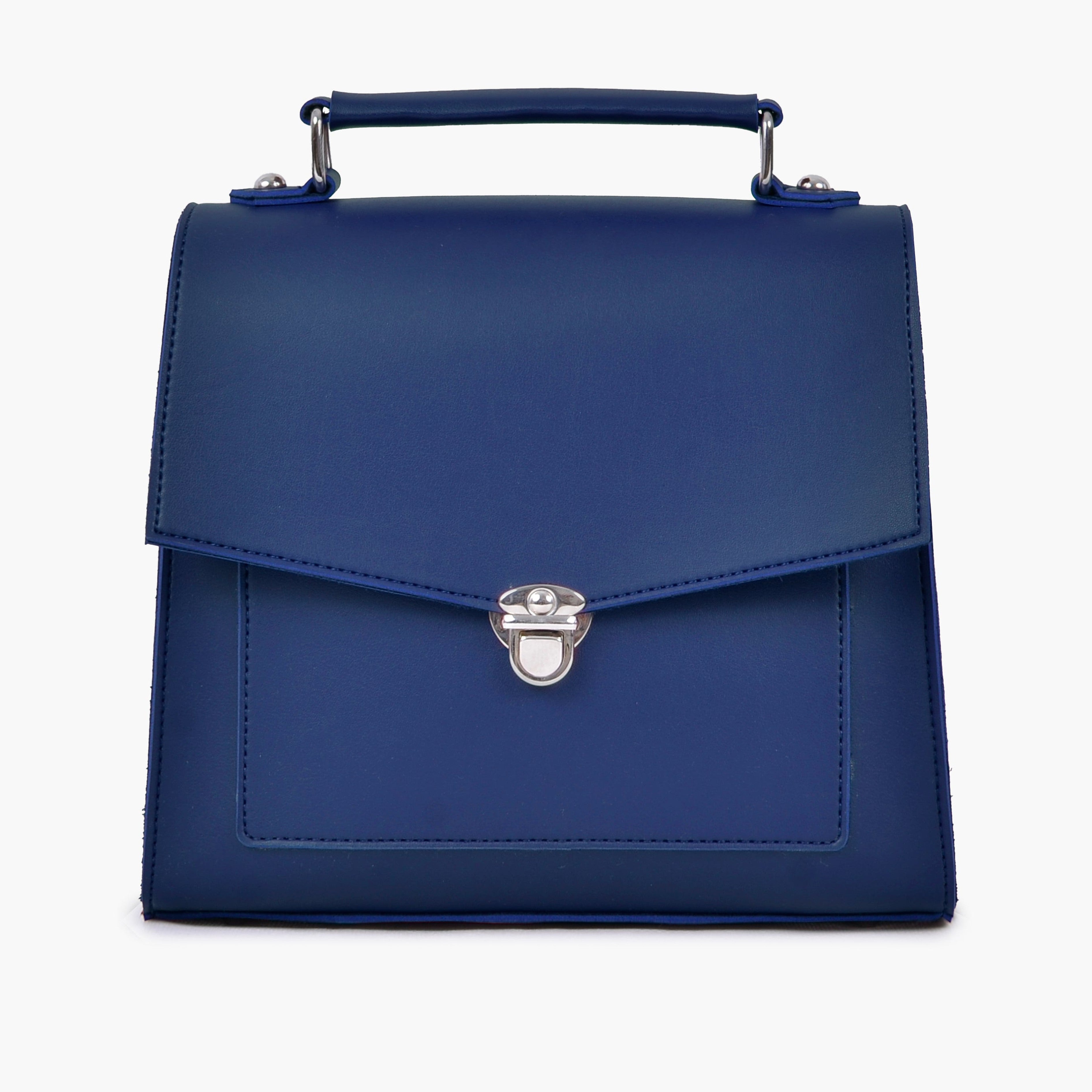 Blue push-lock messenger bag