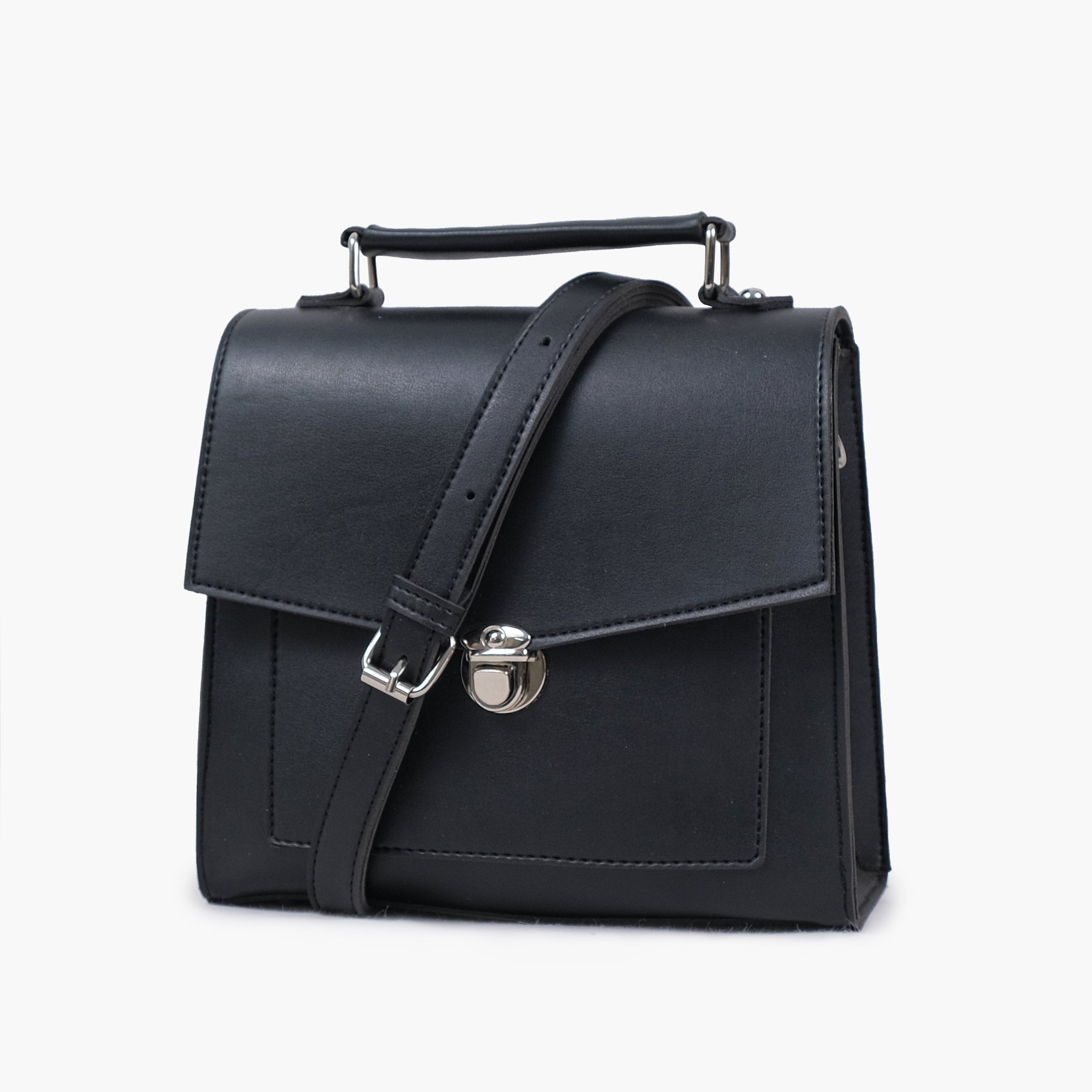 Black push-lock messenger bag