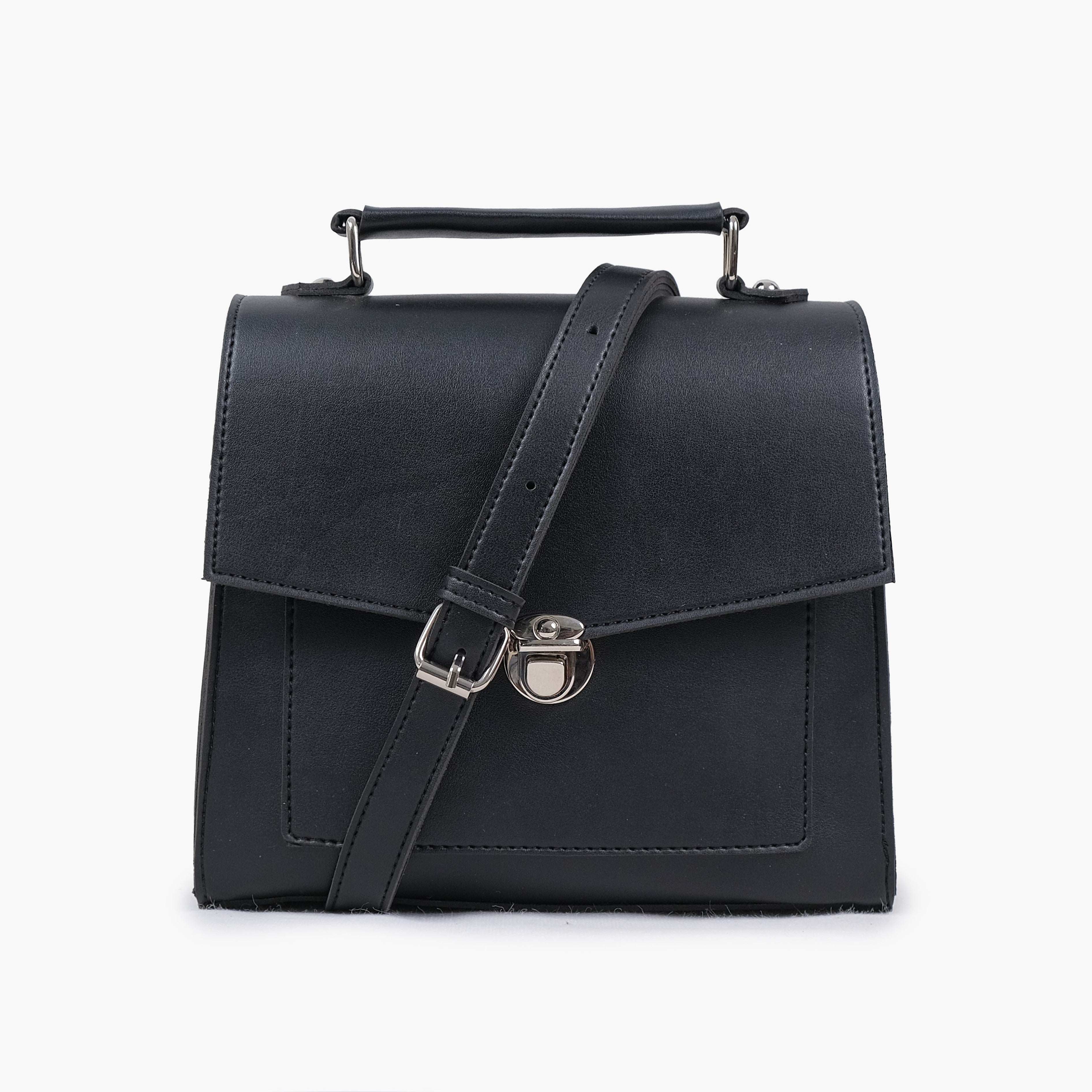 Black push-lock messenger bag