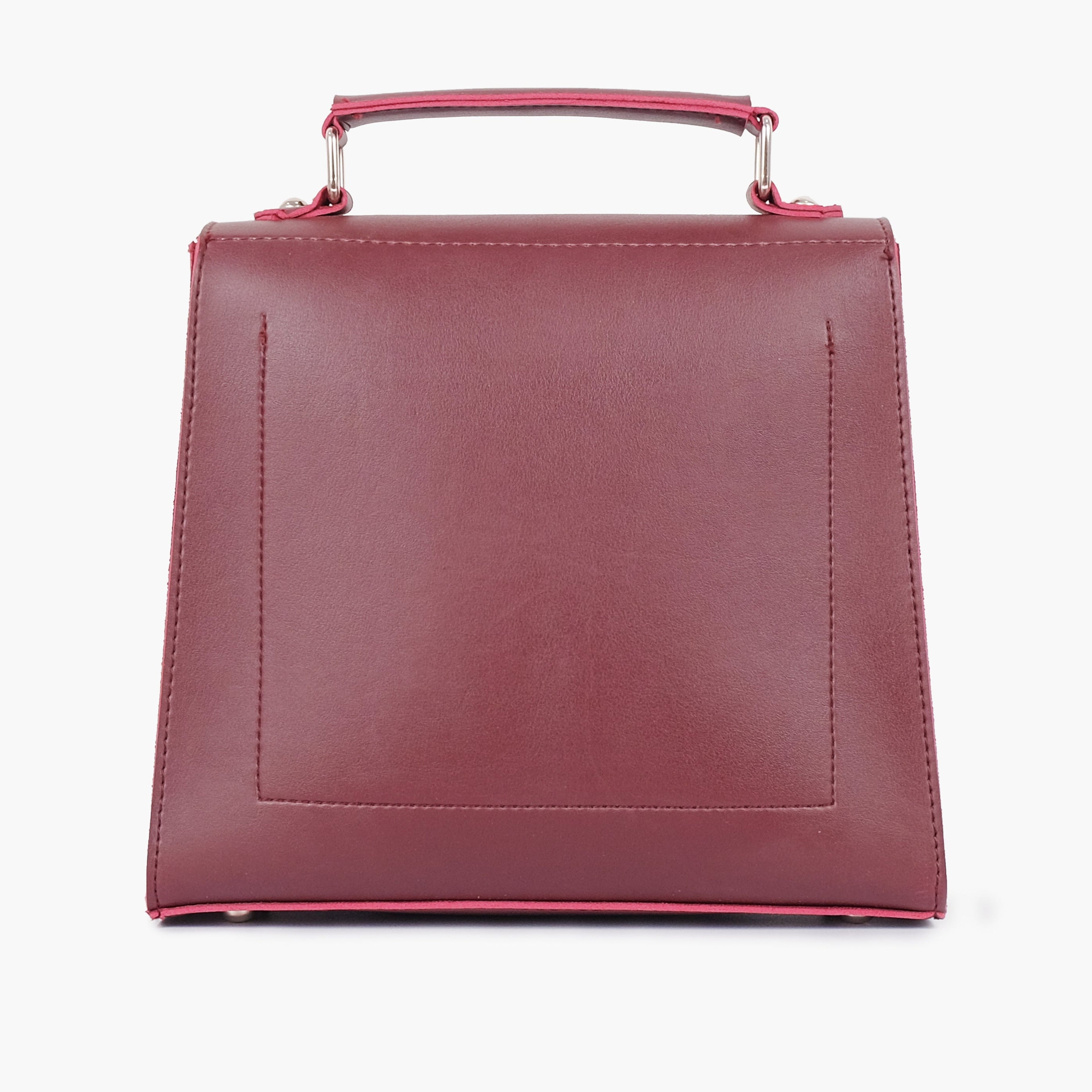 Burgundy push-lock messenger bag
