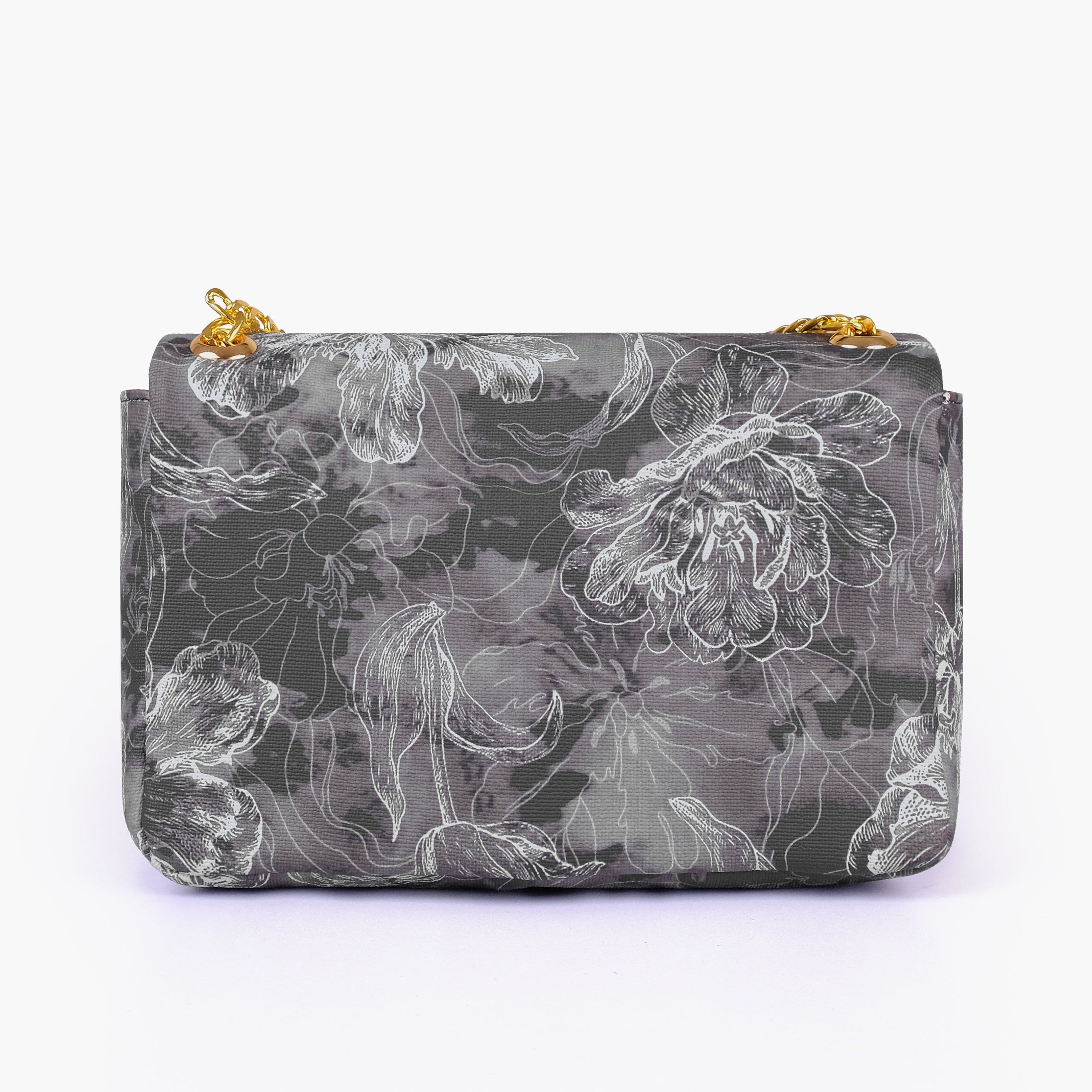 Black printed mini bag with chain