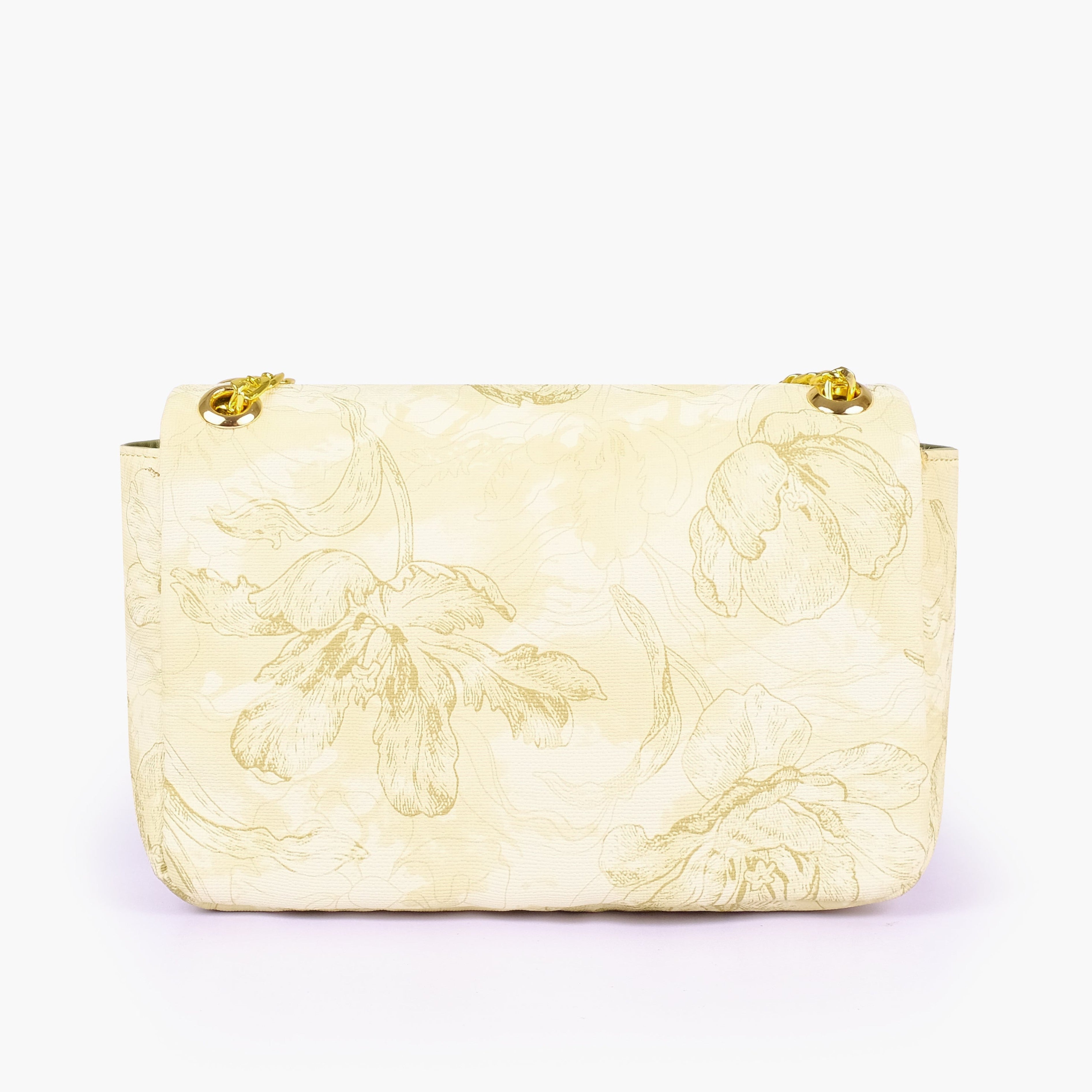 Olive green printed mini bag with chain