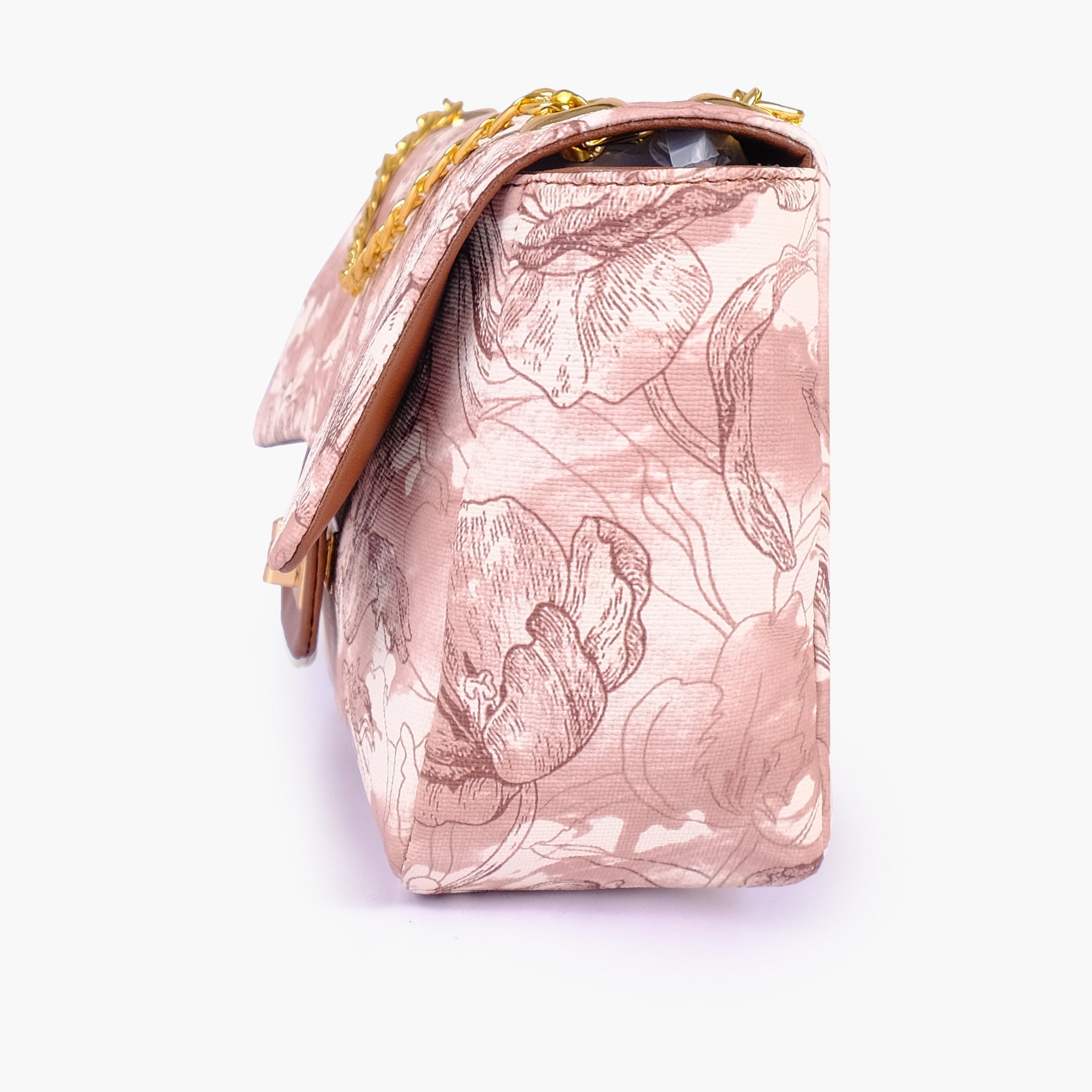 Horse brown printed mini bag with chain