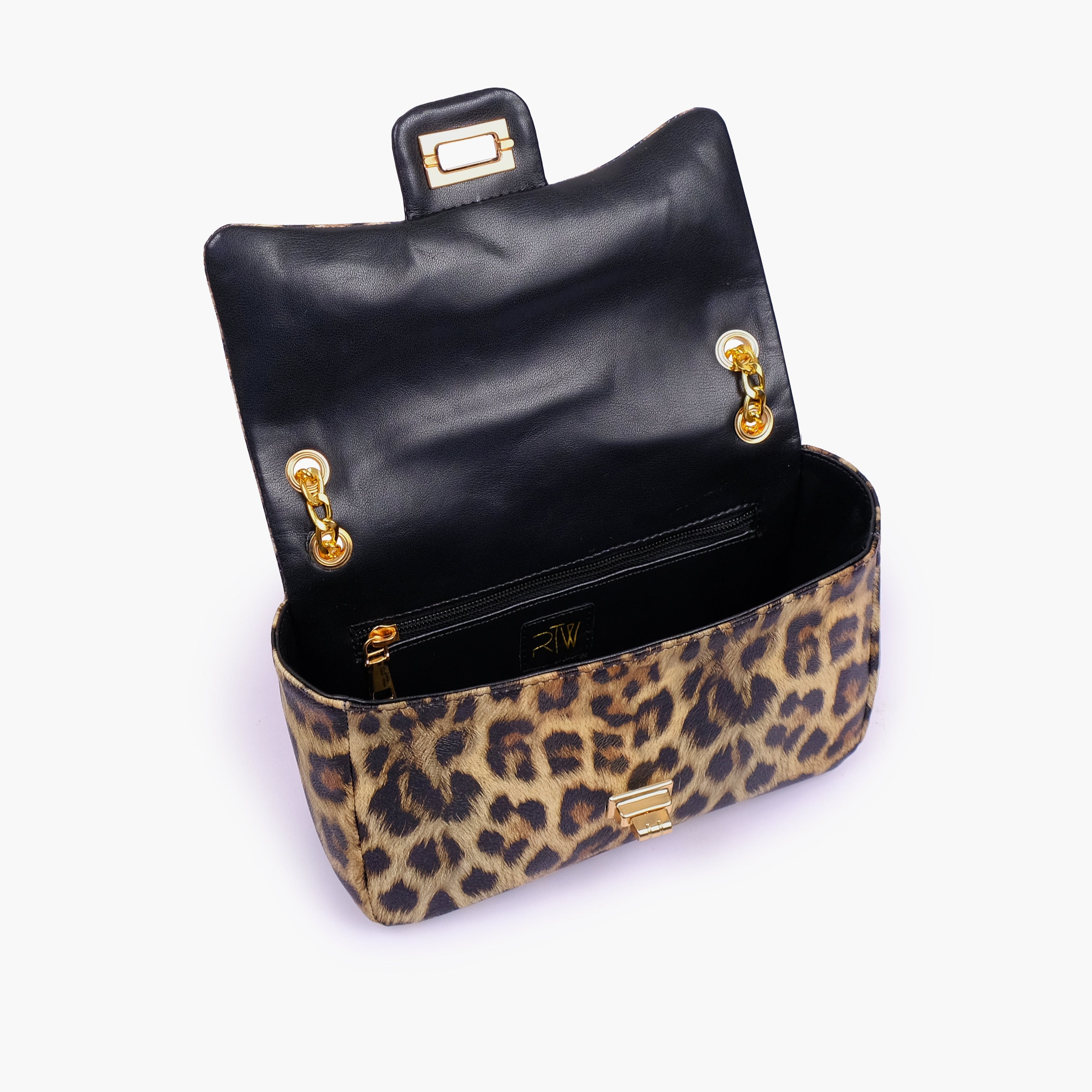 Beige printed mini bag with chain
