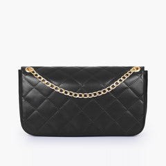 Black quilted small shoulder bag with chain