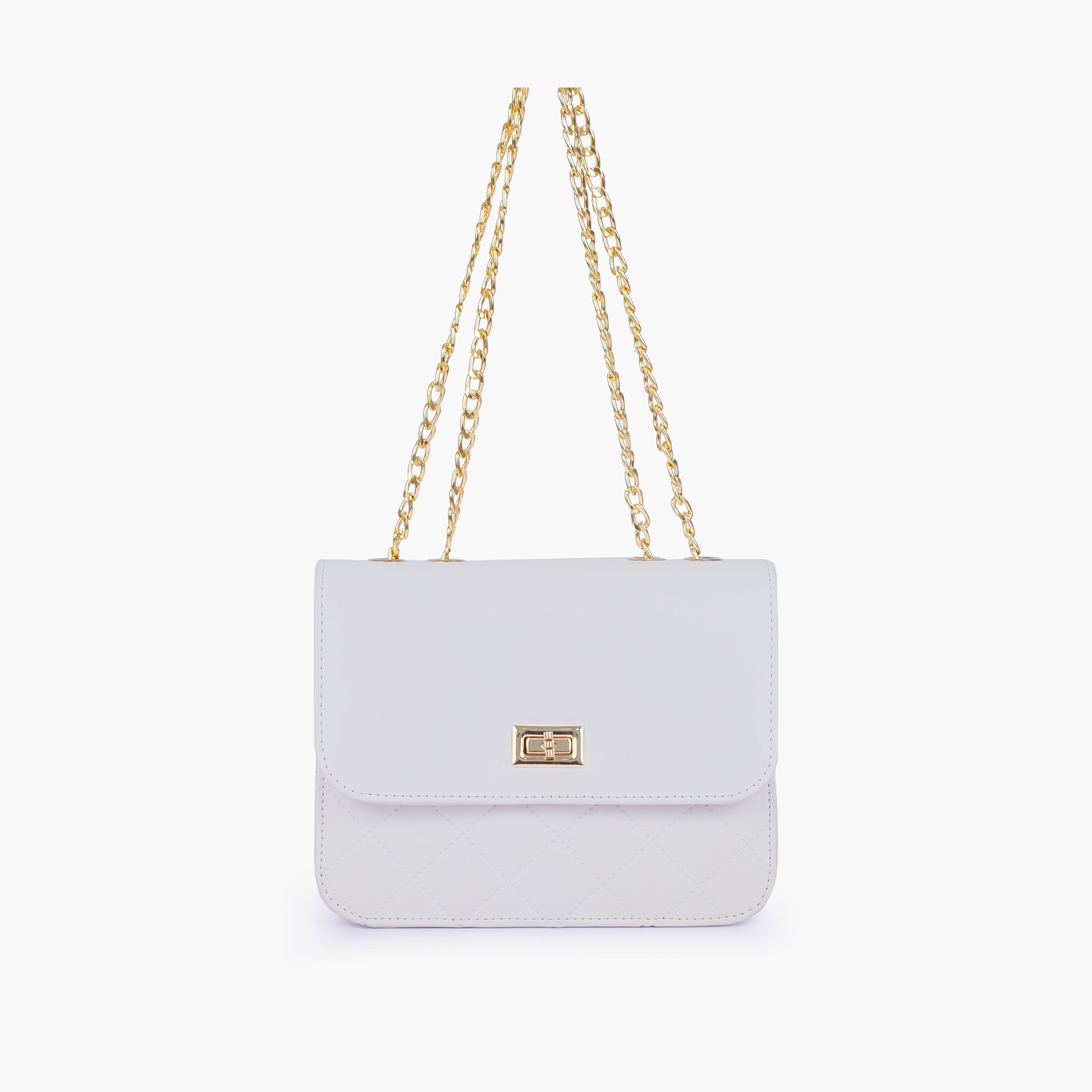 White quilted chain cross-body bag
