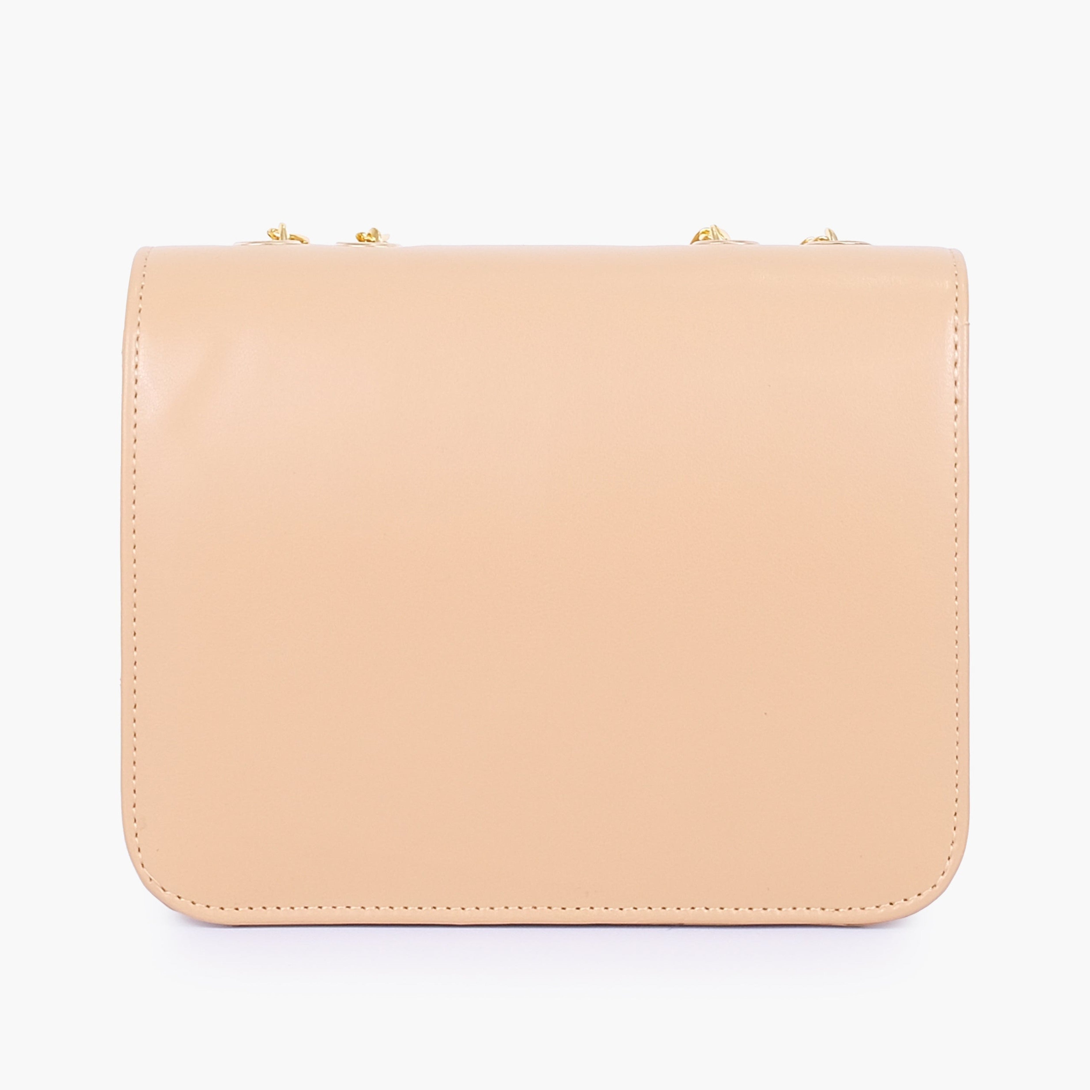 Beige quilted chain cross-body bag