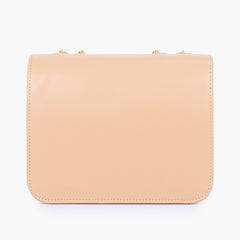 Beige quilted chain cross-body bag
