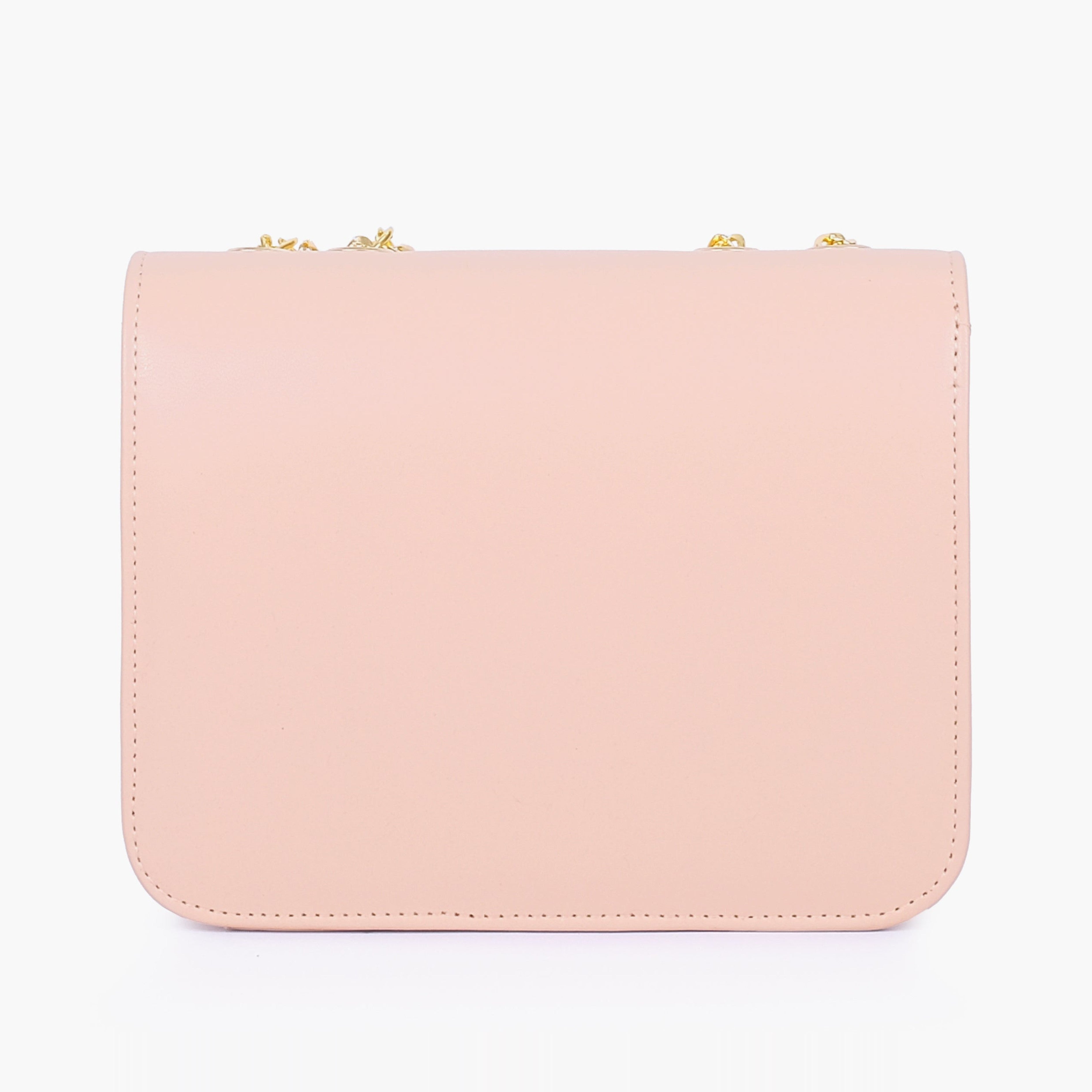Baby pink quilted chain cross-body bag