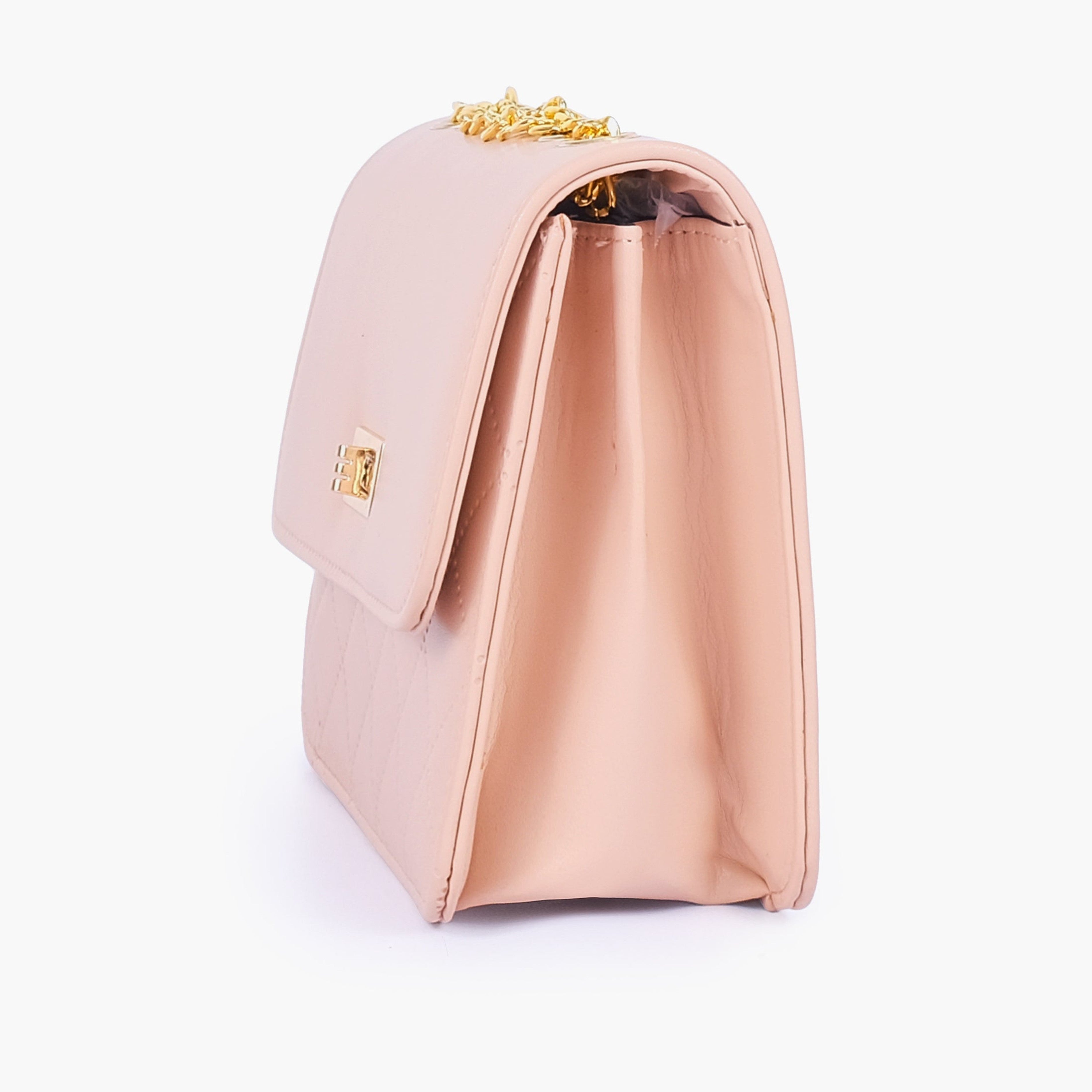 Baby pink quilted chain cross-body bag