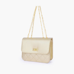 Golden quilted chain cross-body bag