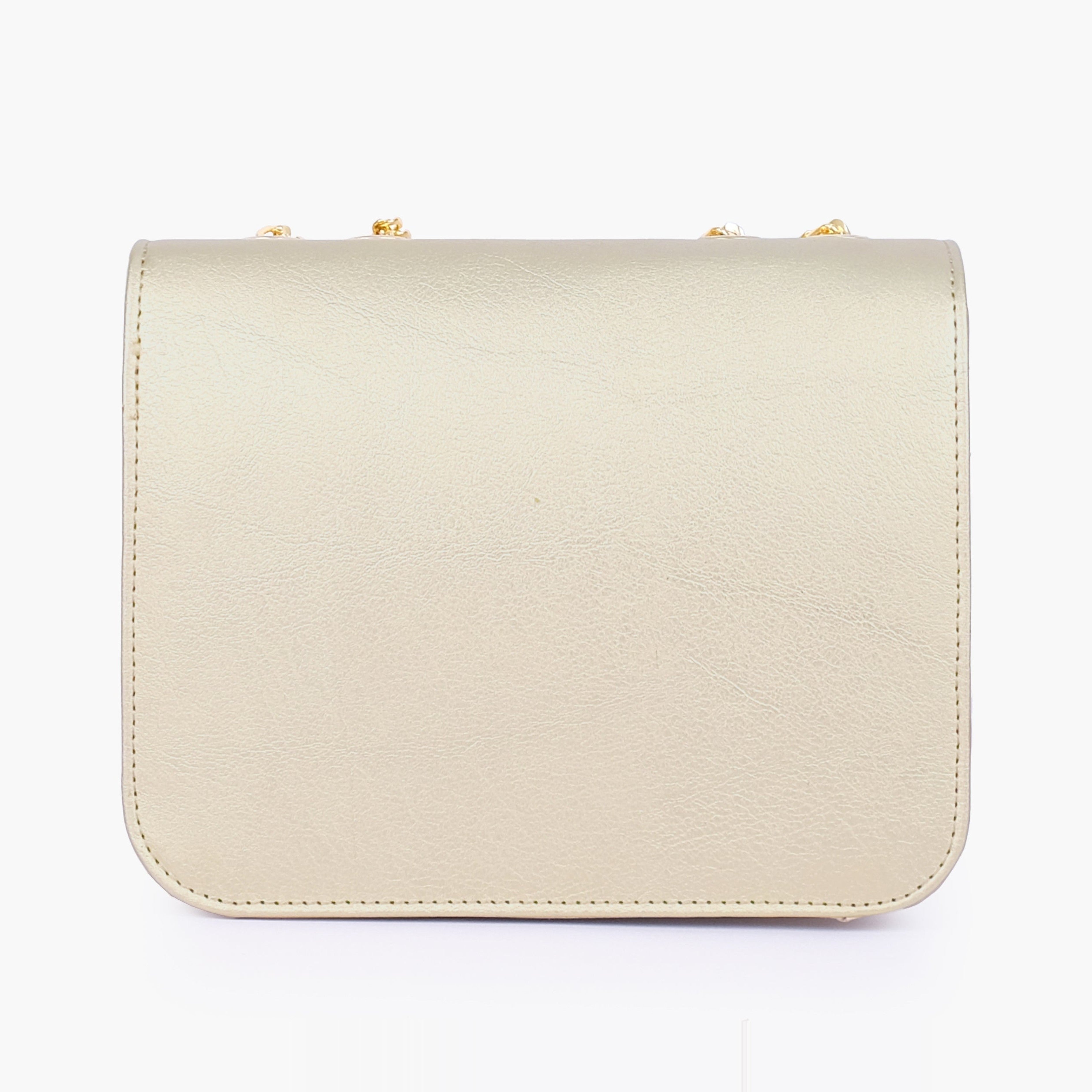 Golden quilted chain cross-body bag