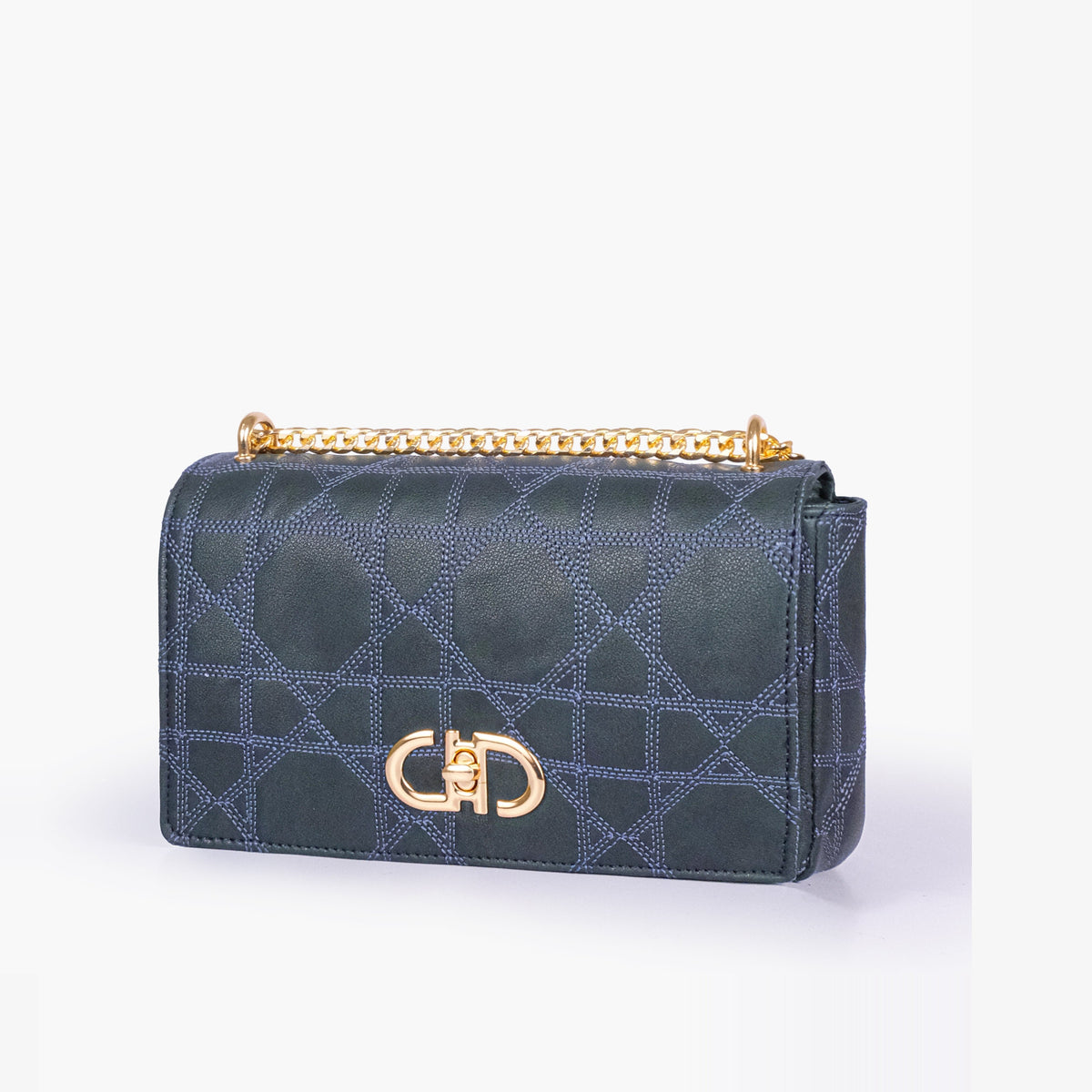 Navy blue quilted chain purse
