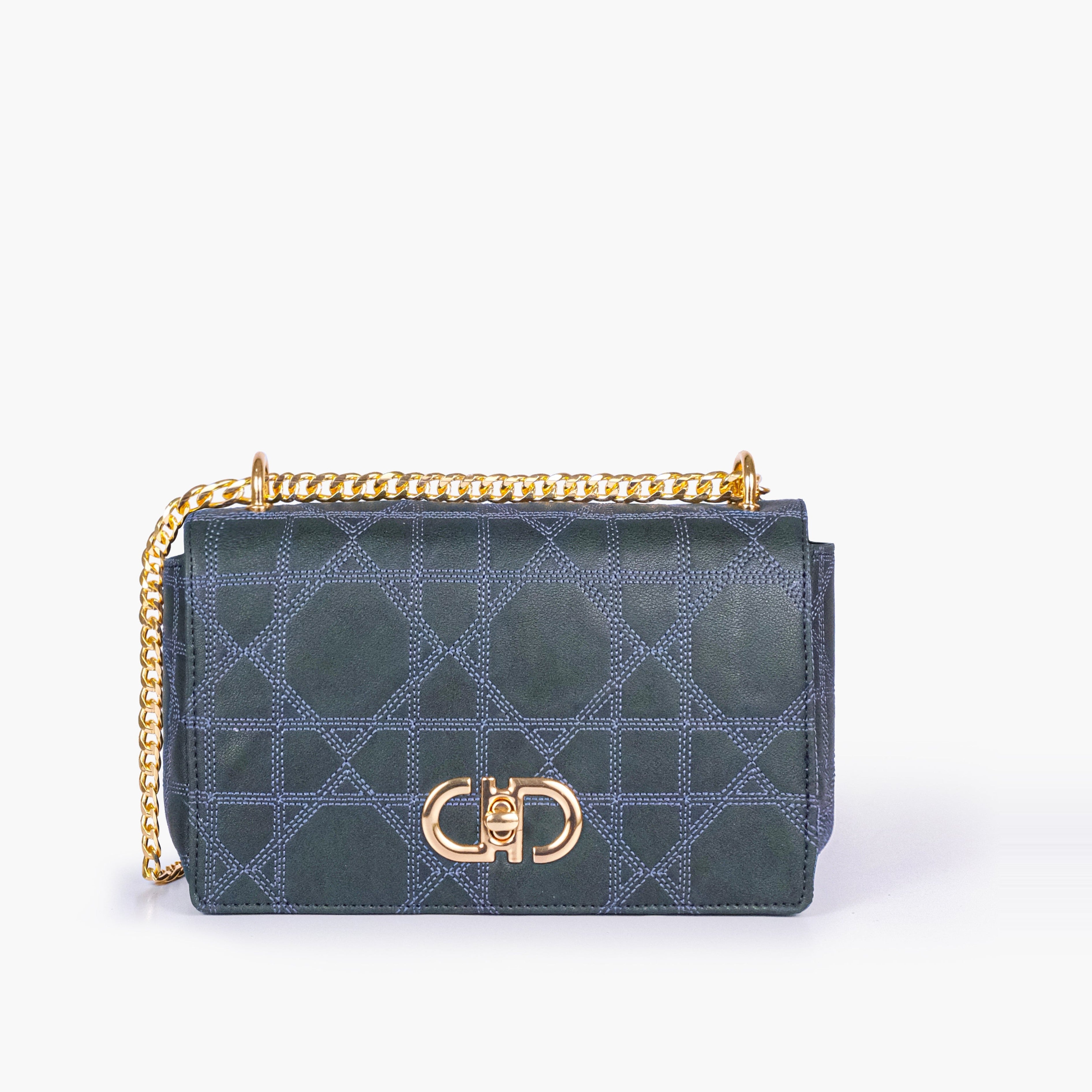 Navy blue quilted chain purse