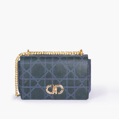 Navy blue quilted chain purse