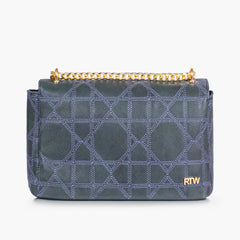 Navy blue quilted chain purse