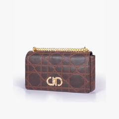 Dark brown quilted chain purse