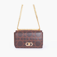 Dark brown quilted chain purse