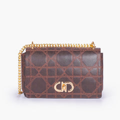 Dark brown quilted chain purse