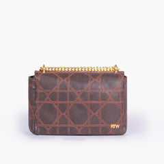Dark brown quilted chain purse