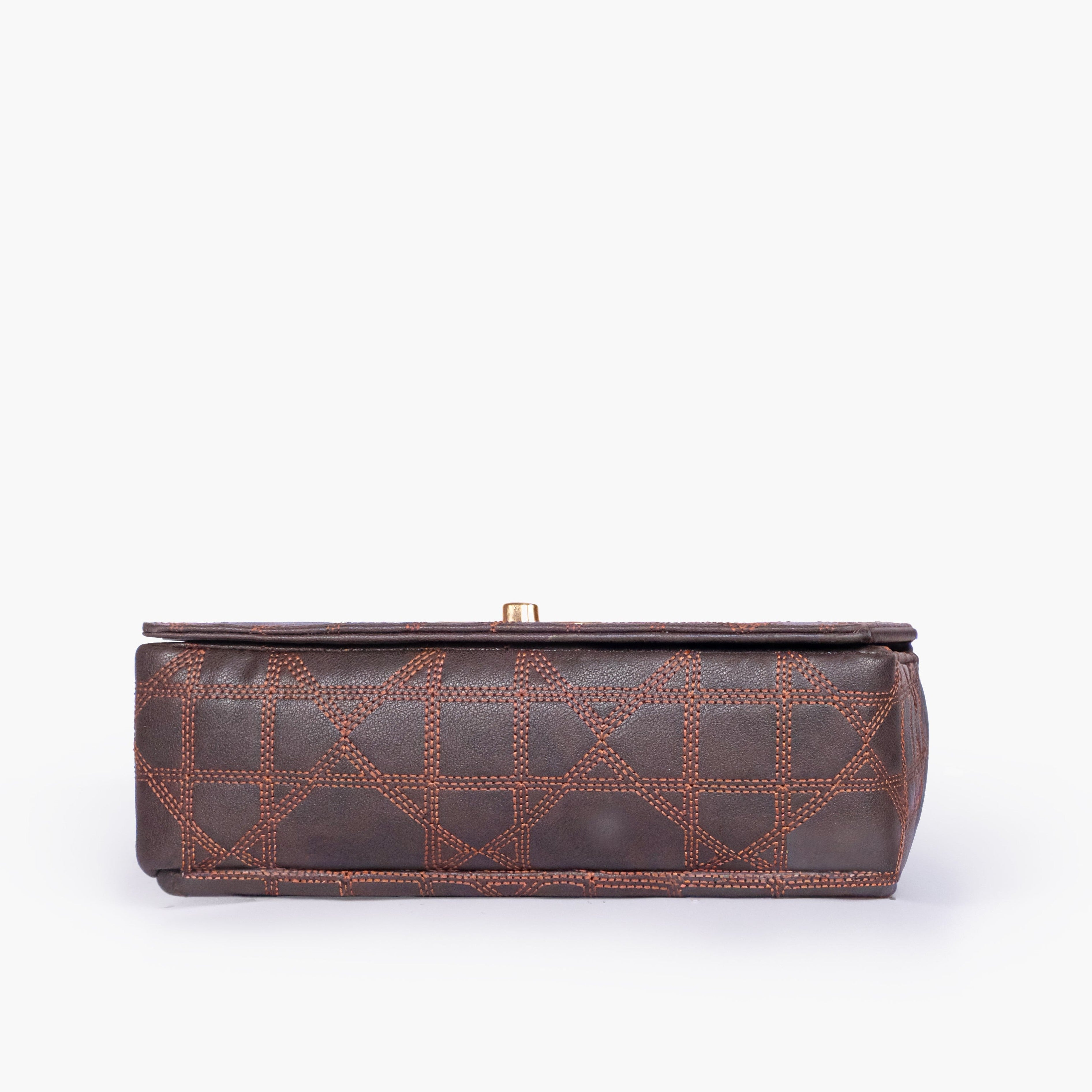 Dark brown quilted chain purse