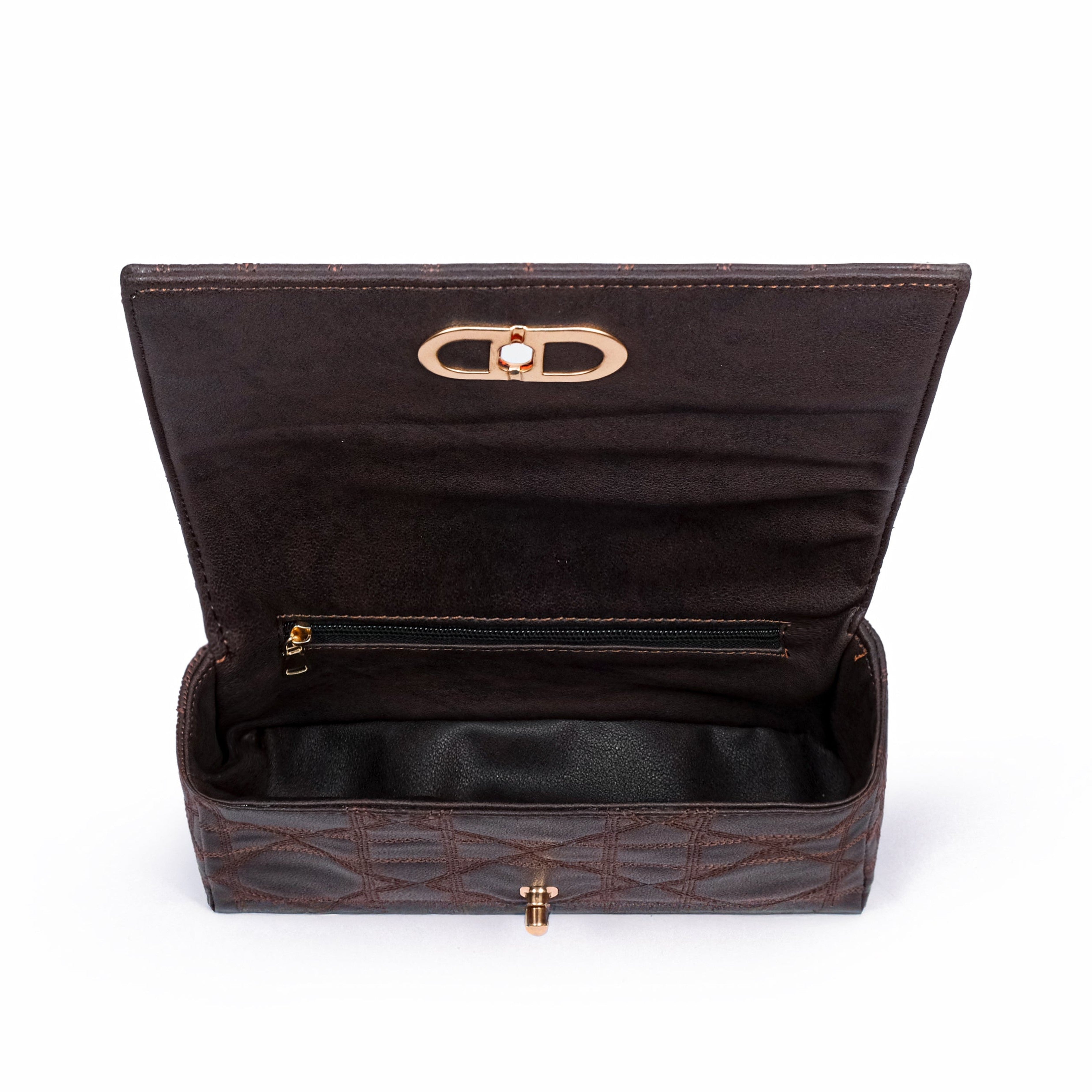 Dark brown quilted chain purse