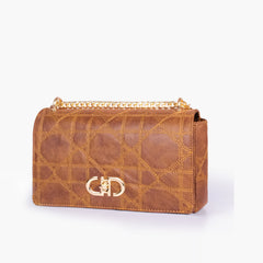 Brown quilted chain purse