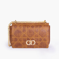 Brown quilted chain purse