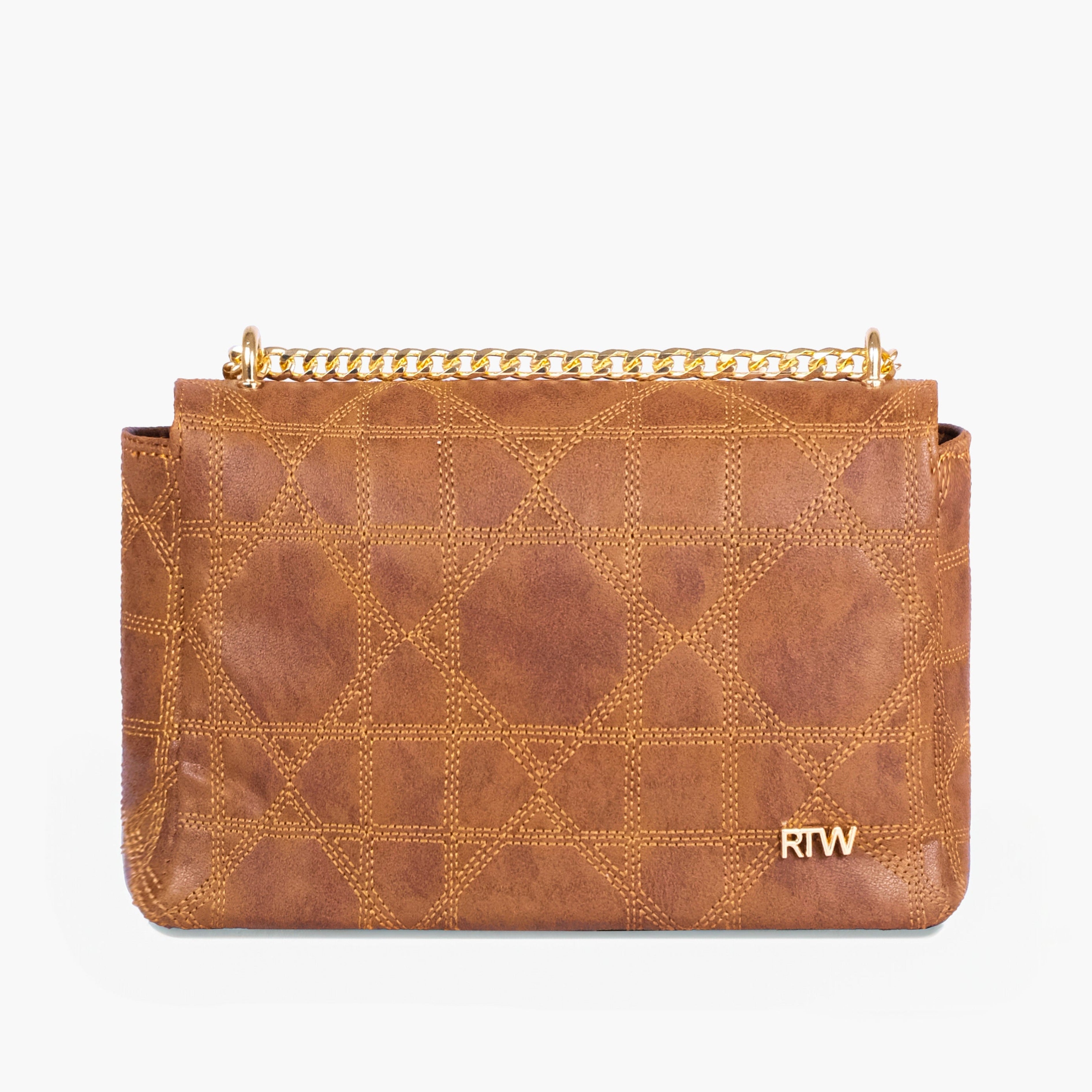 Brown quilted chain purse