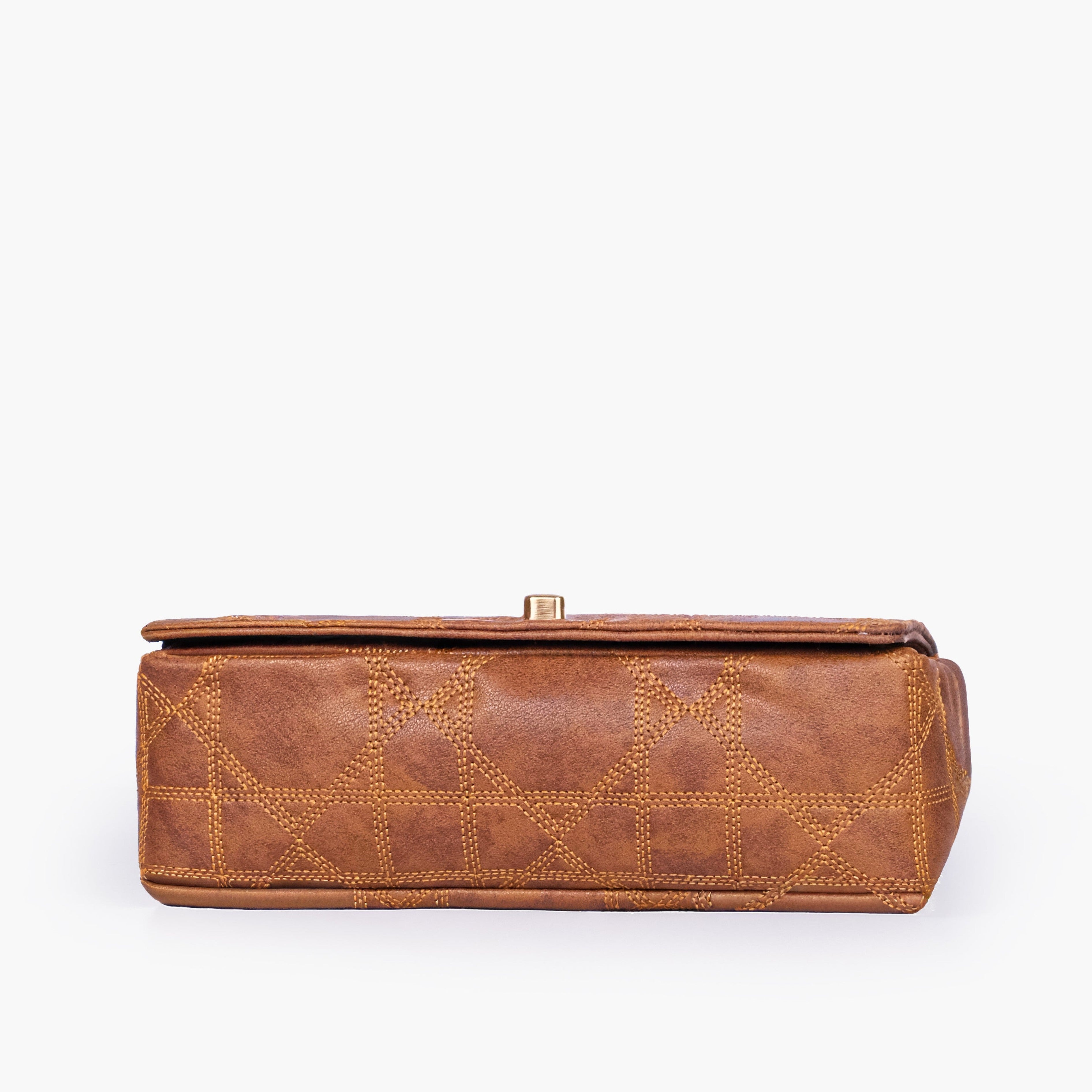 Brown quilted chain purse