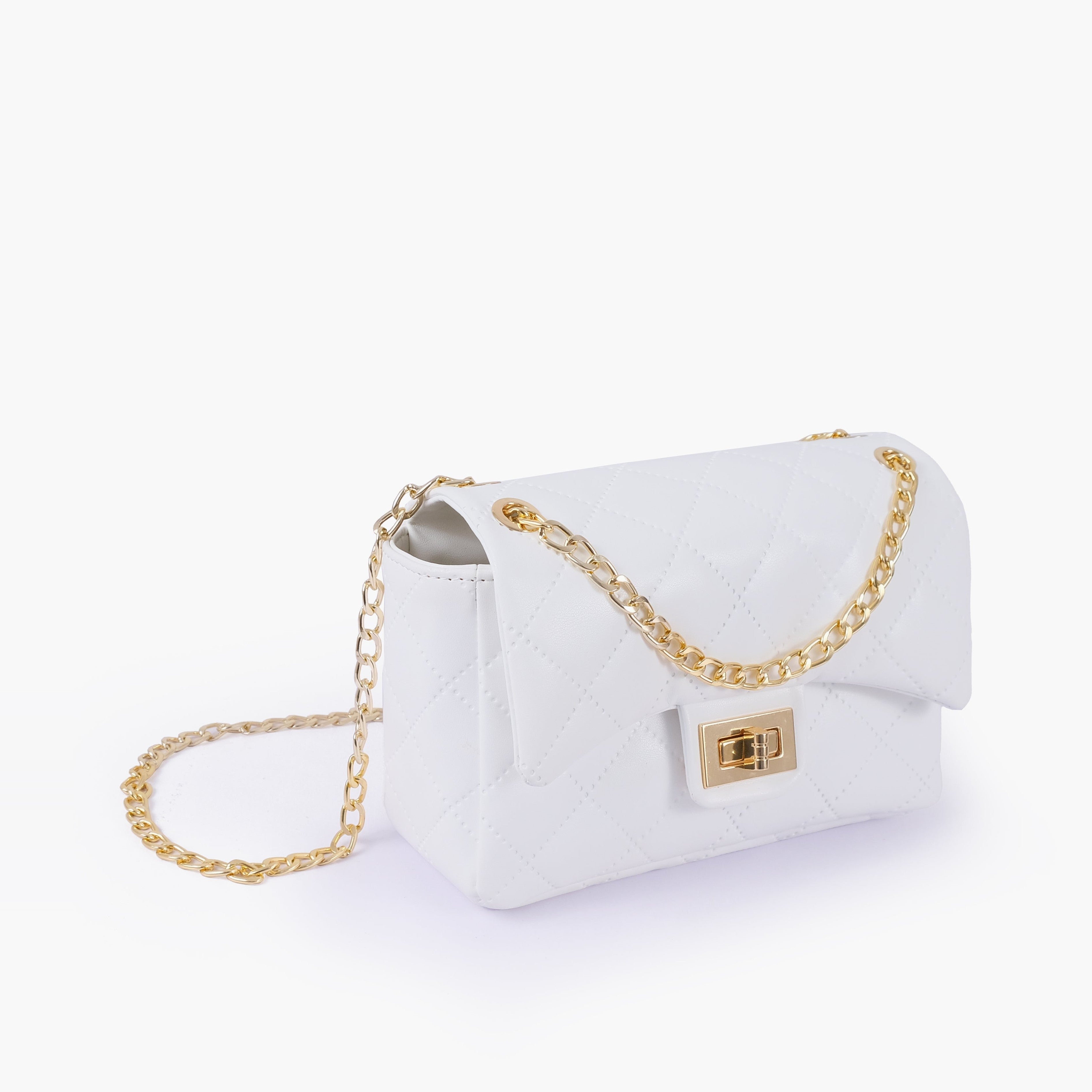 White quilted mini bag with chain
