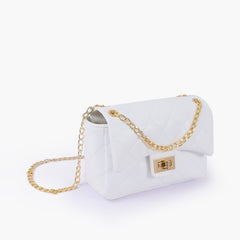 White quilted mini bag with chain