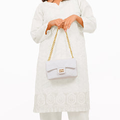 White quilted mini bag with chain