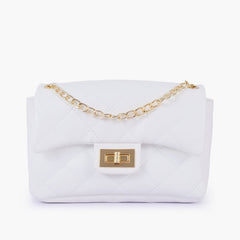 White quilted mini bag with chain