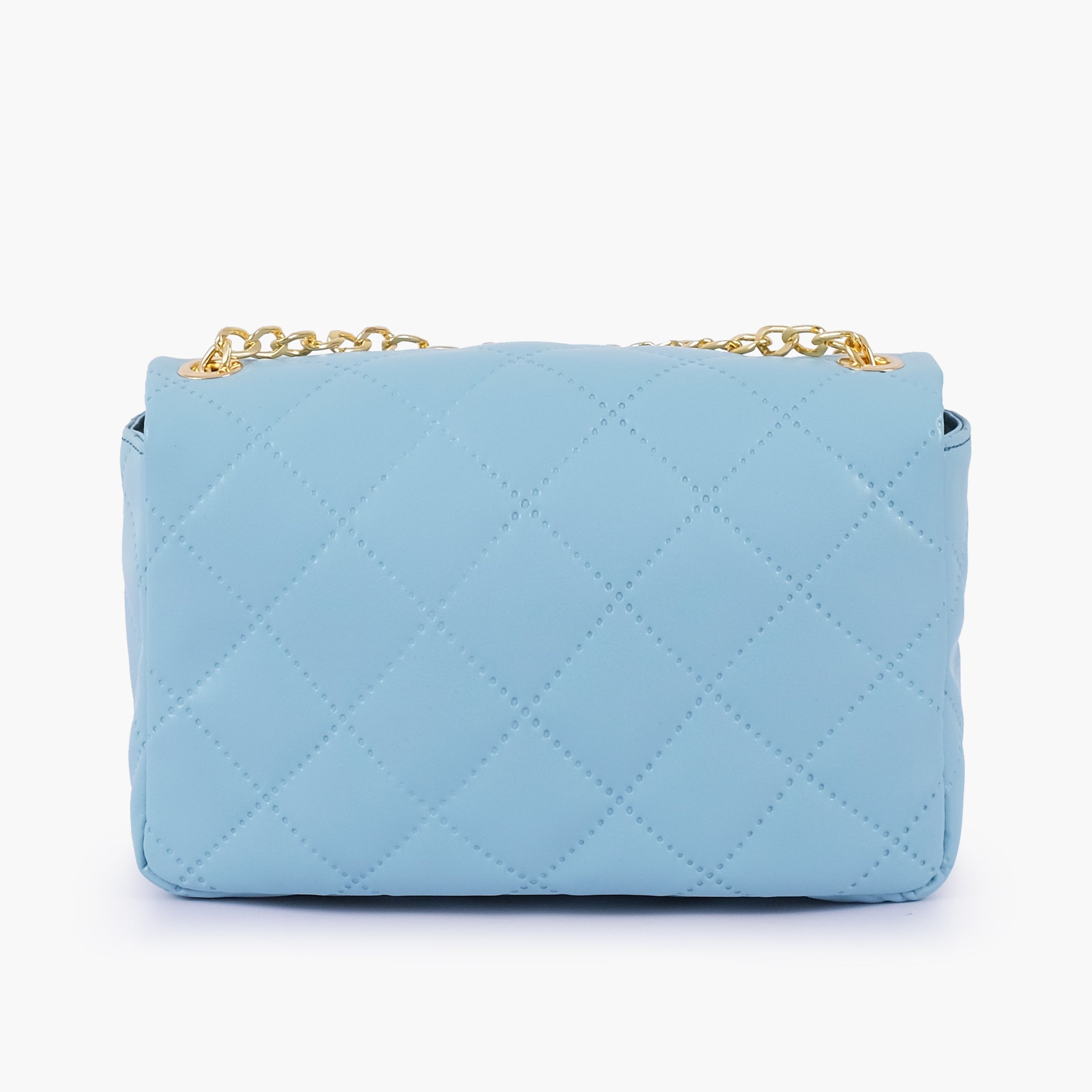 Sky Blue quilted mini bag with chain