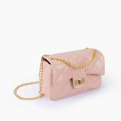 Baby pink quilted mini bag with chain