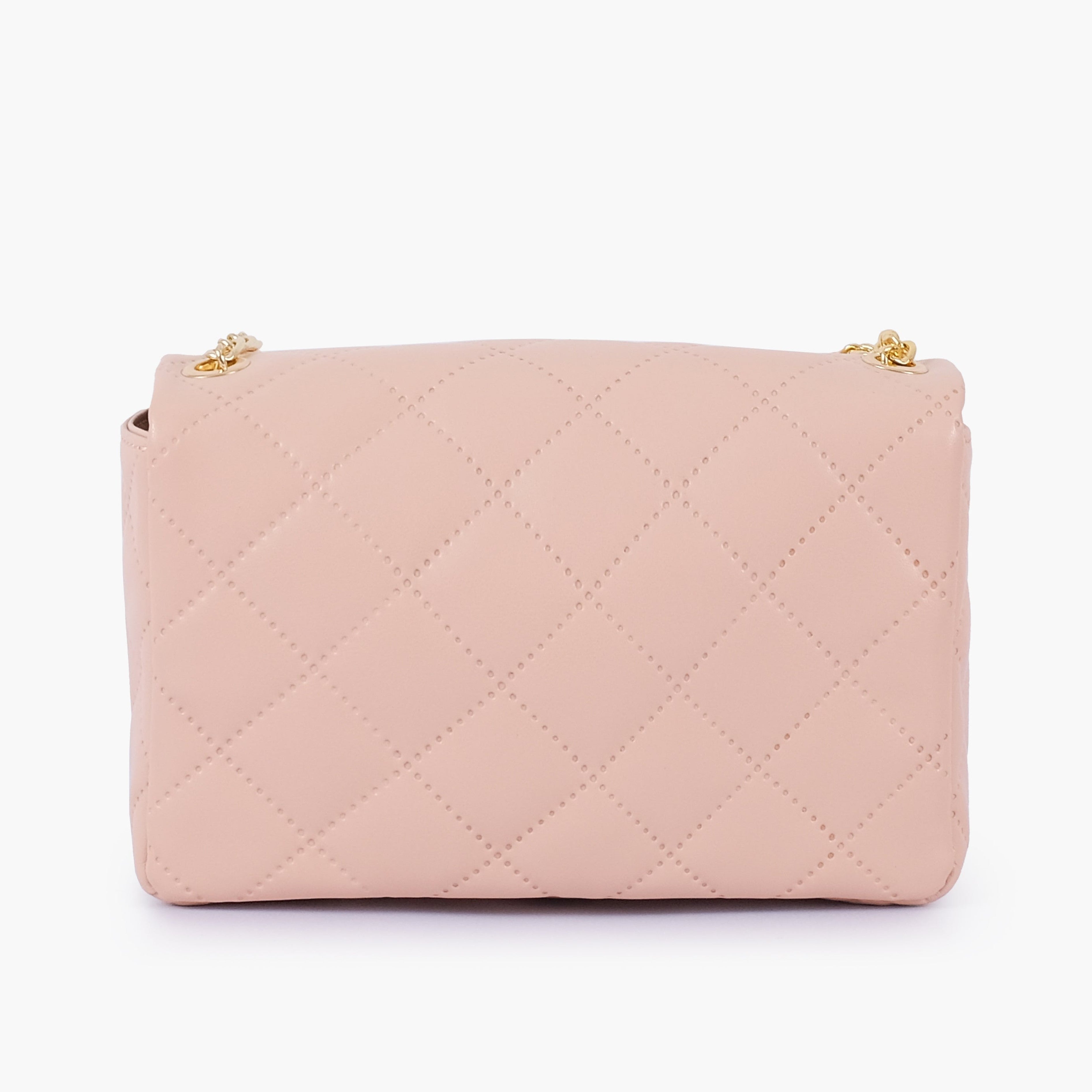 Baby pink quilted mini bag with chain