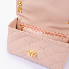 Baby pink quilted mini bag with chain