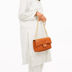 Mustard quilted mini bag with chain