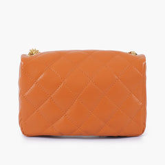 Mustard quilted mini bag with chain