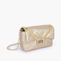Golden quilted mini bag with chain
